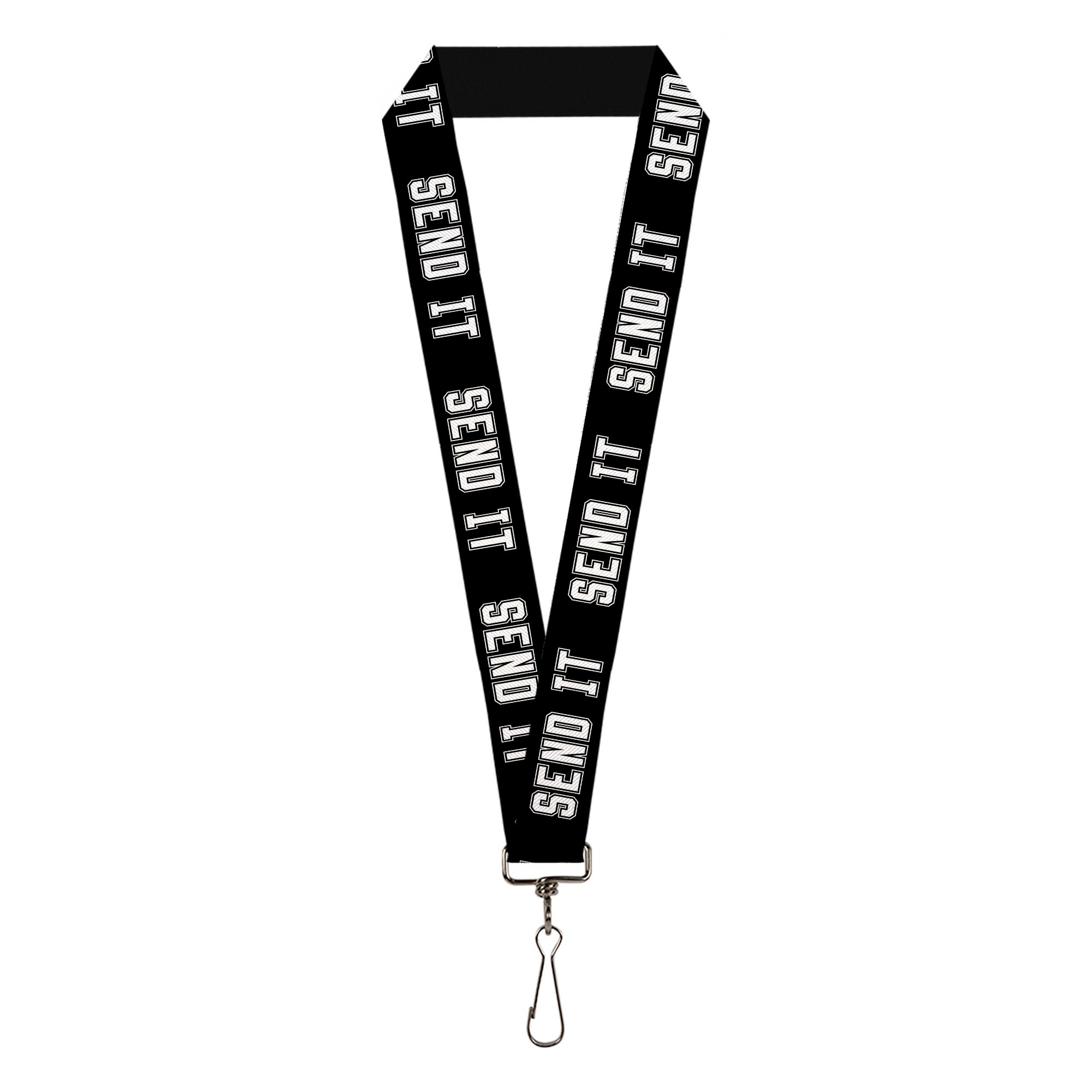 Lanyard - 1.0" - SEND IT Black White Lanyards Buckle-Down