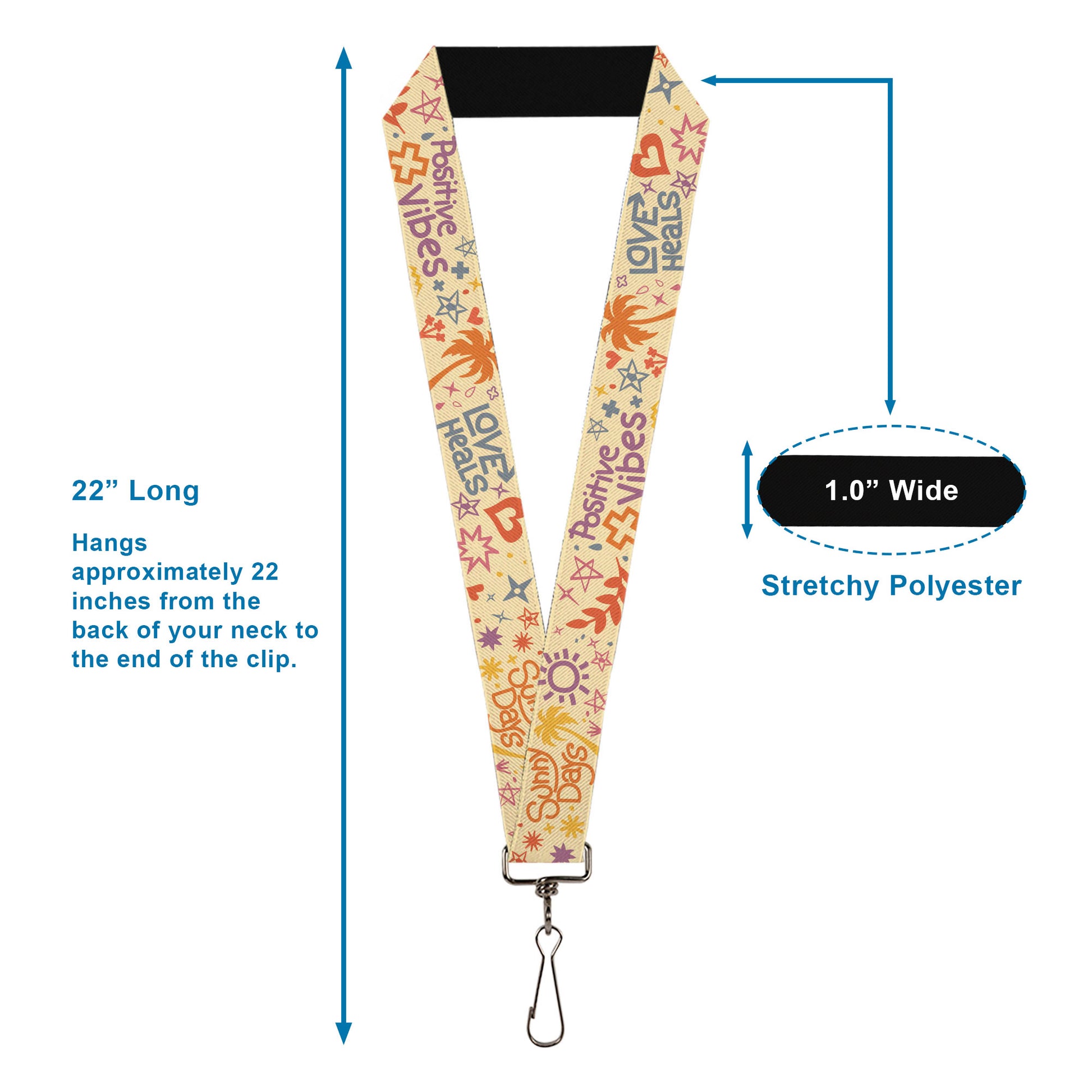 Lanyard - 1.0" - Summer Harmony Collage Beige/Multi Color Lanyards Buckle-Down