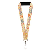 Lanyard - 1.0" - Summer Harmony Collage Beige/Multi Color Lanyards Buckle-Down
