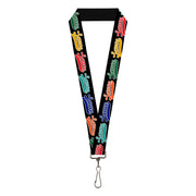 Lanyard - 1.0" - SAUCE Baseball Script Black/Multi Color Lanyards Buckle-Down