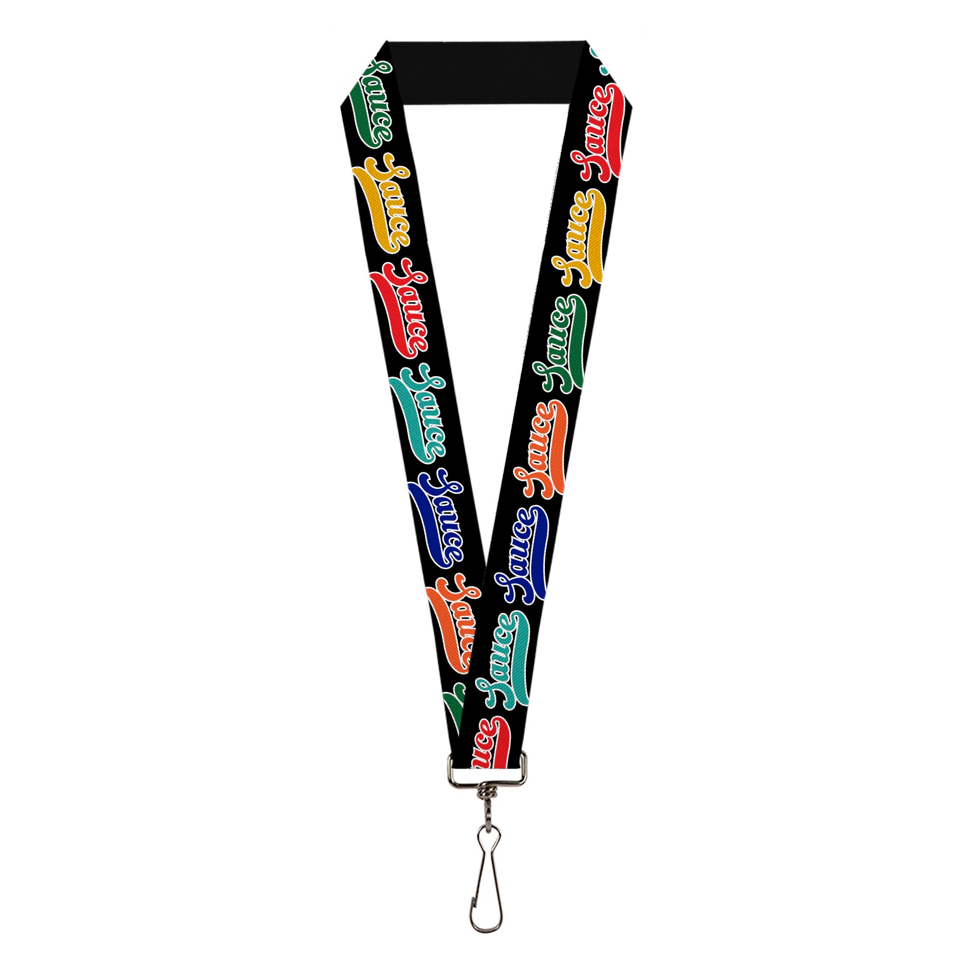 Lanyard - 1.0" - SAUCE Baseball Script Black/Multi Color Lanyards Buckle-Down