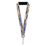 Lanyard - 1.0" - SAUCE Typography Collage Tan/White/Blue Lanyards Buckle-Down
