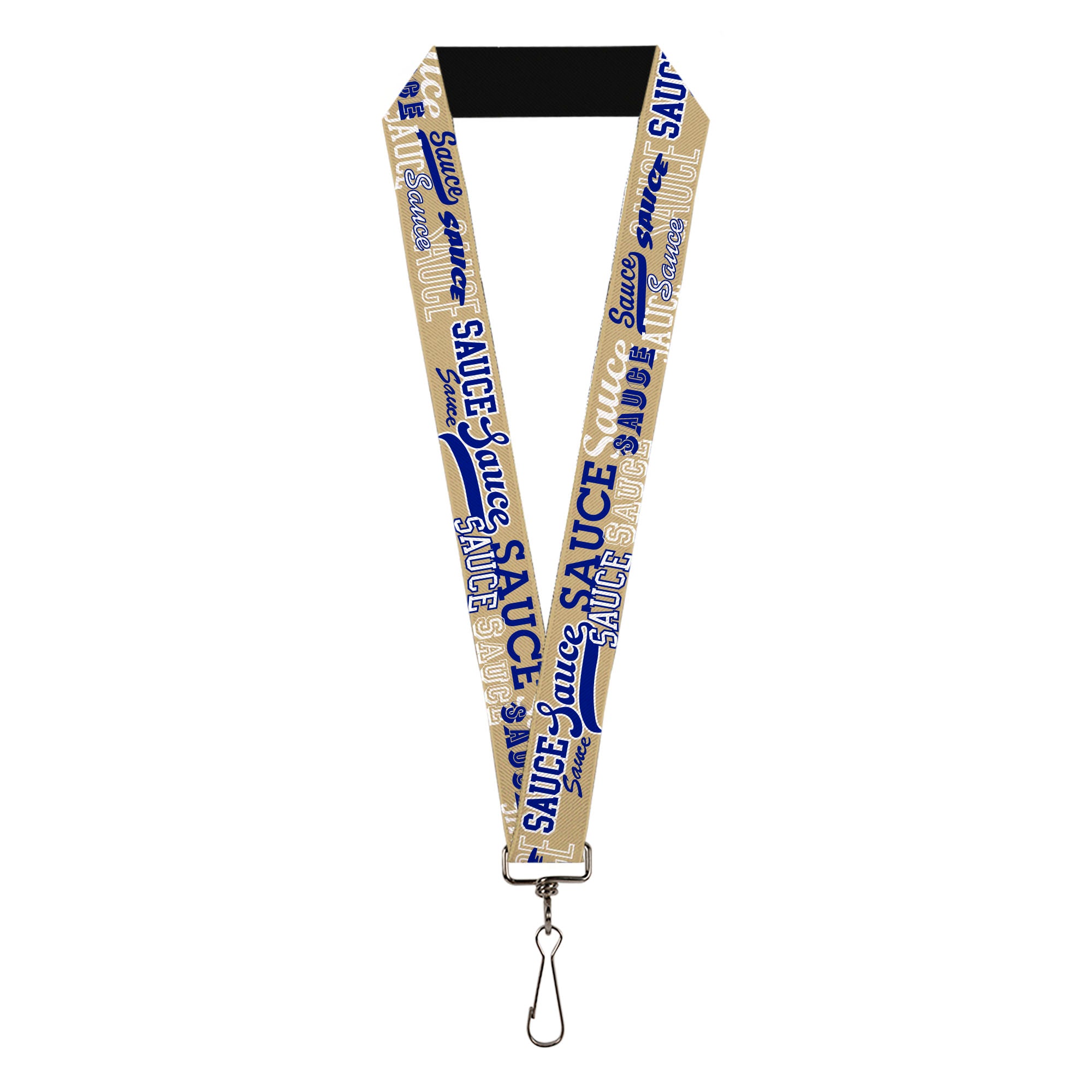 Lanyard - 1.0" - SAUCE Typography Collage Tan/White/Blue Lanyards Buckle-Down