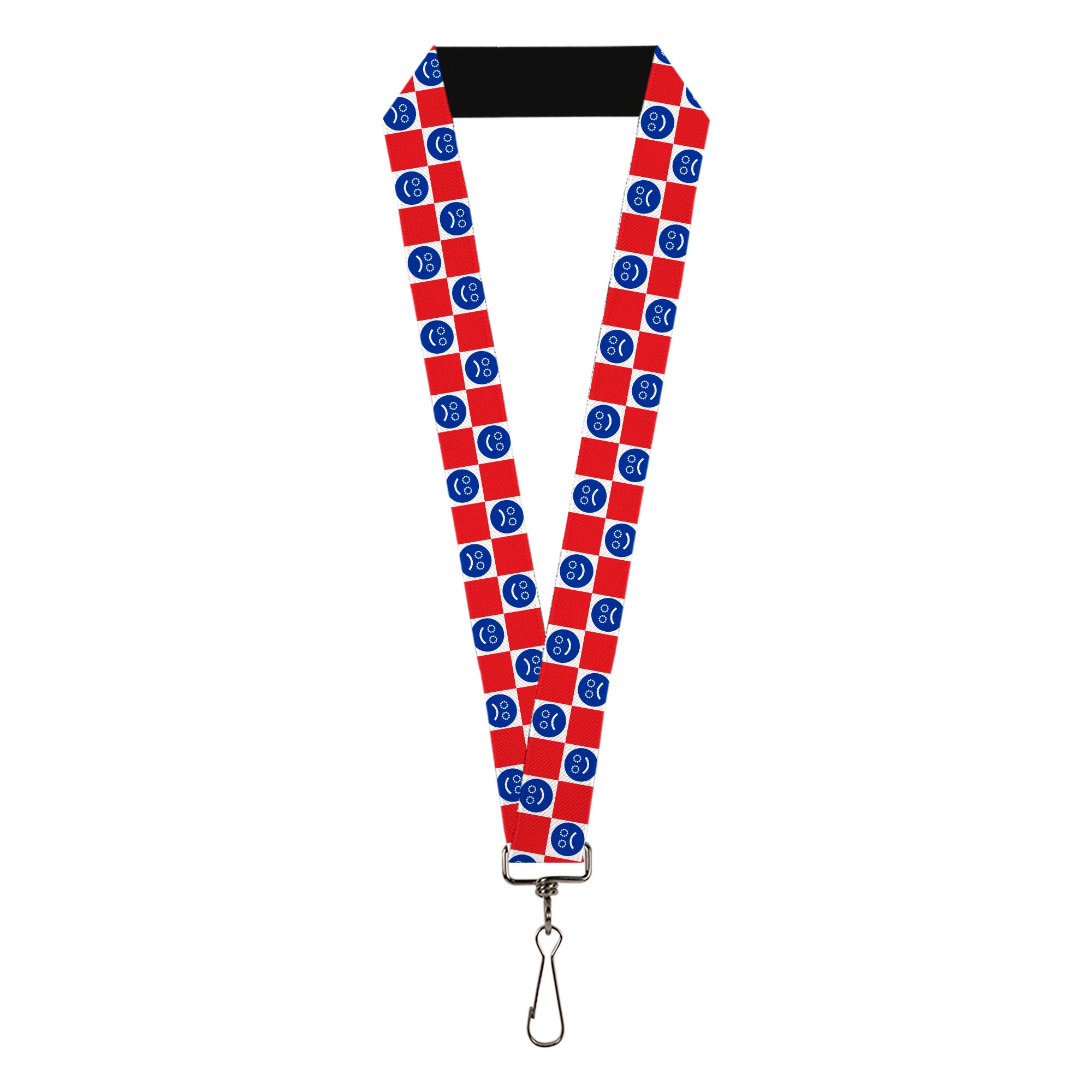 Lanyard - 1.0" - Smiley Sad Face Checker Red/White/Blue Lanyards Buckle-Down