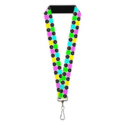 Lanyard - 1.0" - Smiley Sad Face Checker Multi Color/White Lanyards Buckle-Down