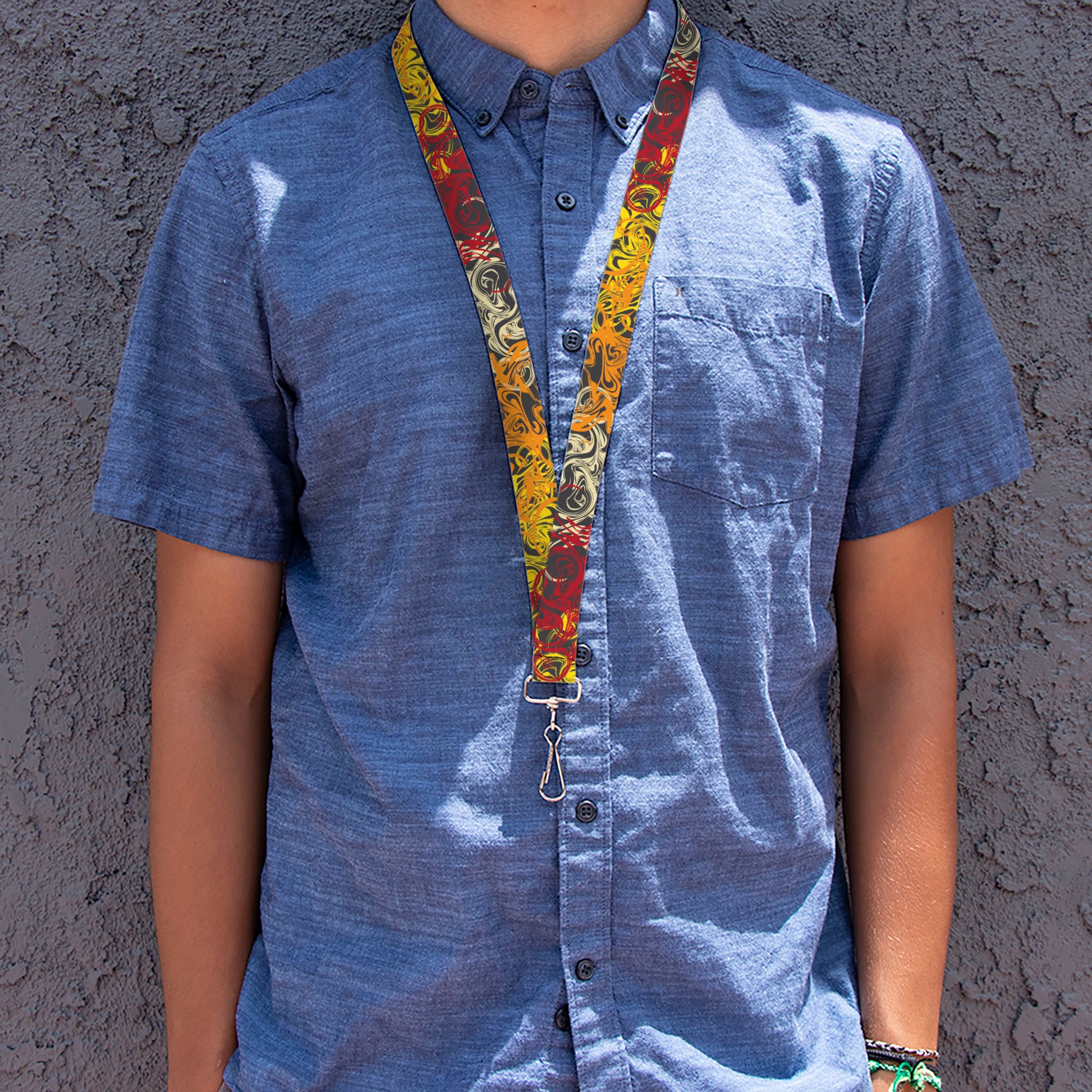 Lanyard - 1.0" - Swirl Mix Gray/Multi Color Lanyards Buckle-Down