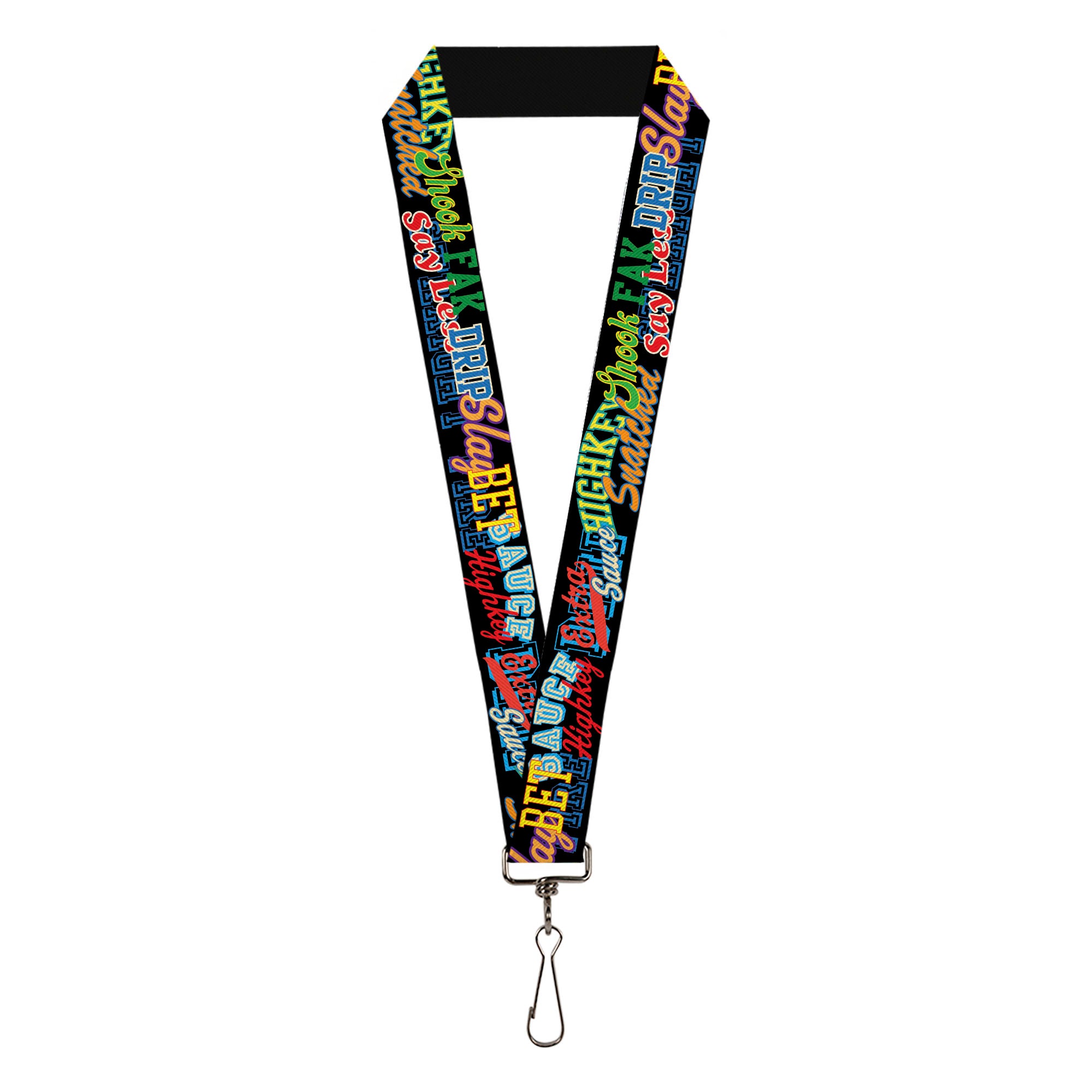 Lanyard - 1.0" - Slang Verbiage Stacked Black/Multi Color Lanyards Buckle-Down