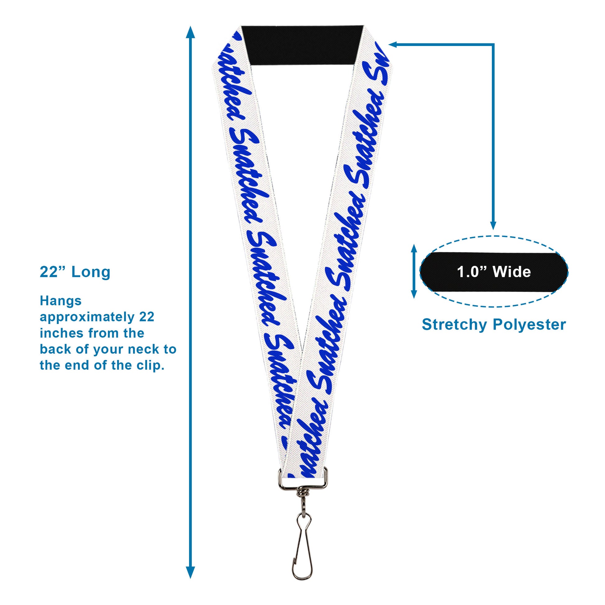 Lanyard - 1.0" - SNATCHED Script White/Blue Lanyards Buckle-Down
