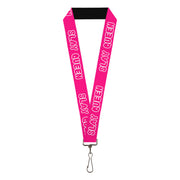 Lanyard - 1.0" - SLAY QUEEN Bubble Text Pink/White Lanyards Buckle-Down