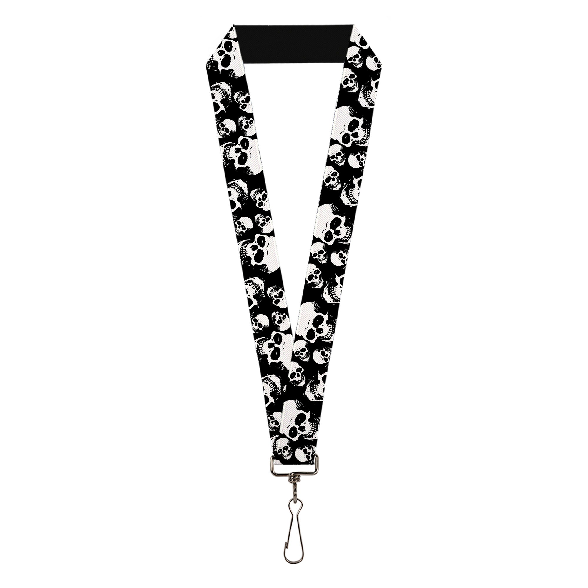 Lanyard - 1.0" - Smiling Vivid Skulls Black/White/Grays Lanyards Buckle-Down