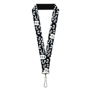 Lanyard - 1.0" - Spooky Eyes Scattered Black/Gray/White Lanyards Buckle-Down