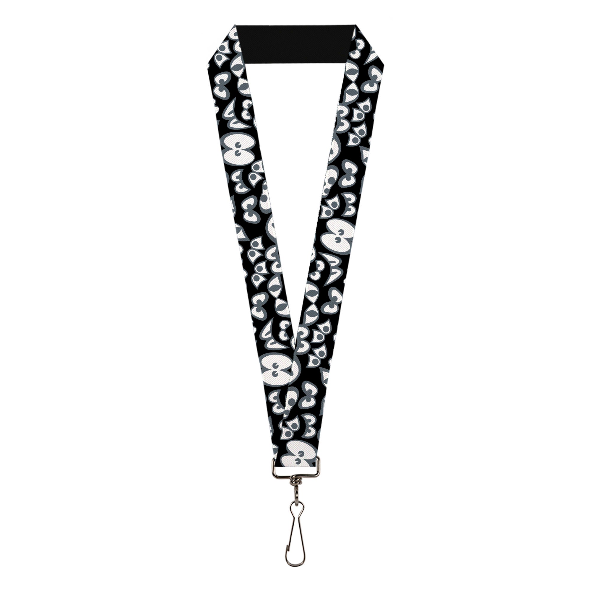 Lanyard - 1.0" - Spooky Eyes Scattered Black/Gray/White Lanyards Buckle-Down