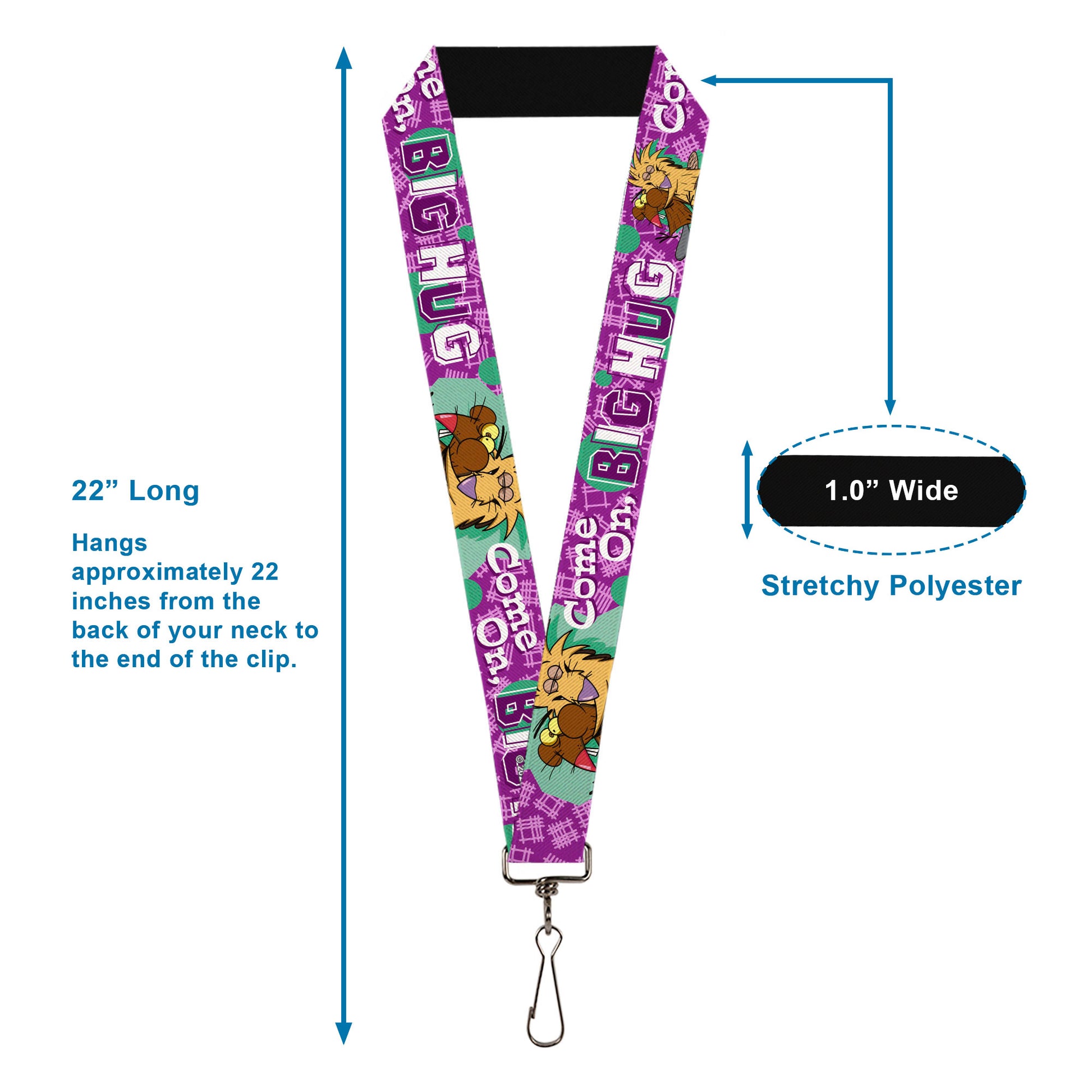 Lanyard - 1.0" - Norbert Hugging Daggett COME ON, BRO HUG Purples Teal White Lanyards Angry Beavers