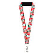 Lanyard - 1.0" - A Christmas Story RALPHIE Smiling Face Plaid Red White Green Lanyards A Christmas Story