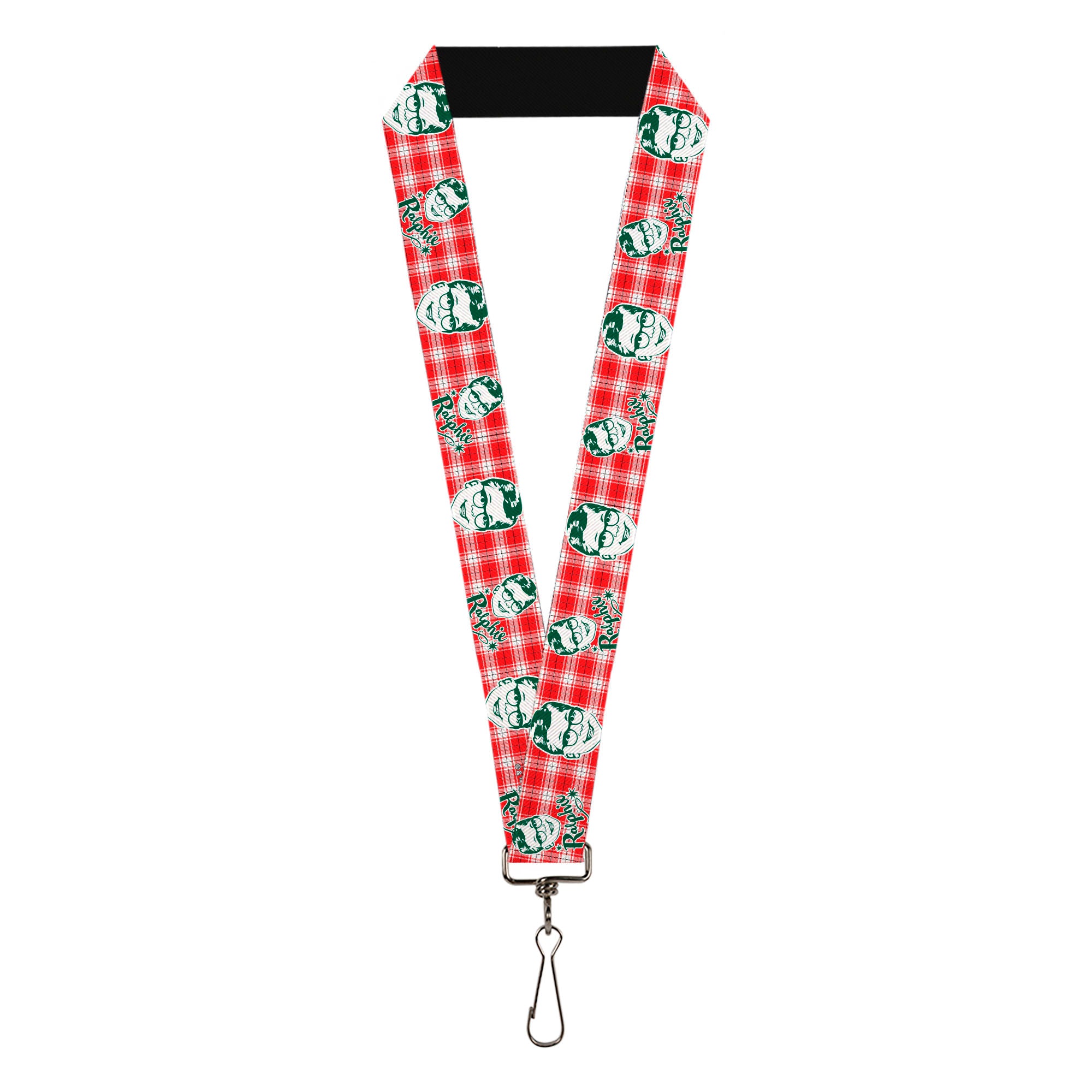 Lanyard - 1.0" - A Christmas Story RALPHIE Smiling Face Plaid Red White Green Lanyards A Christmas Story