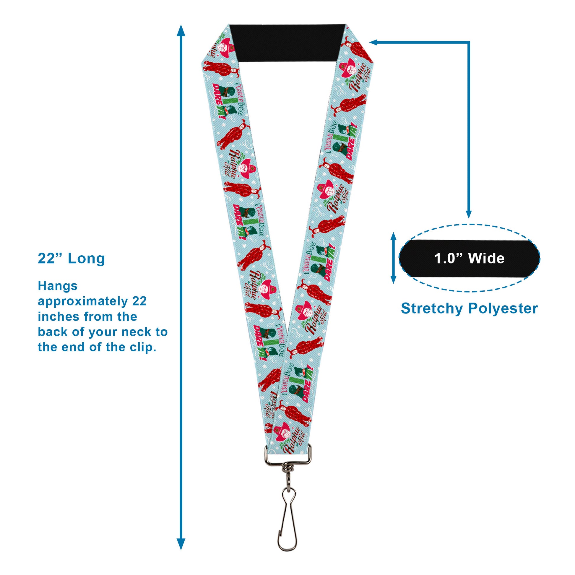 Lanyard - 1.0" - A Christmas Story Ralphie Icons Collage Greens/Reds Lanyards A Christmas Story