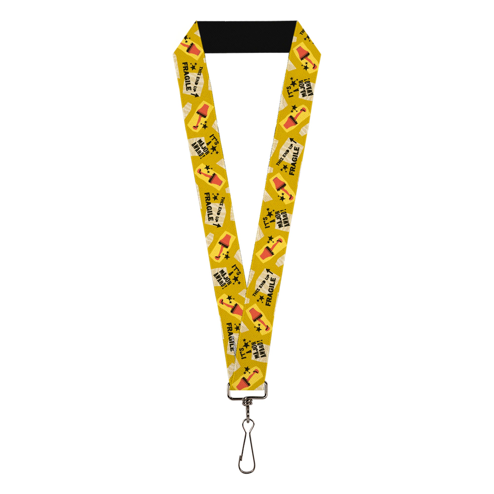 Lanyard - 1.0" - A Christmas Story IT'S A MAJOR AWARD Lamp Icons Collage Yellow Lanyards A Christmas Story