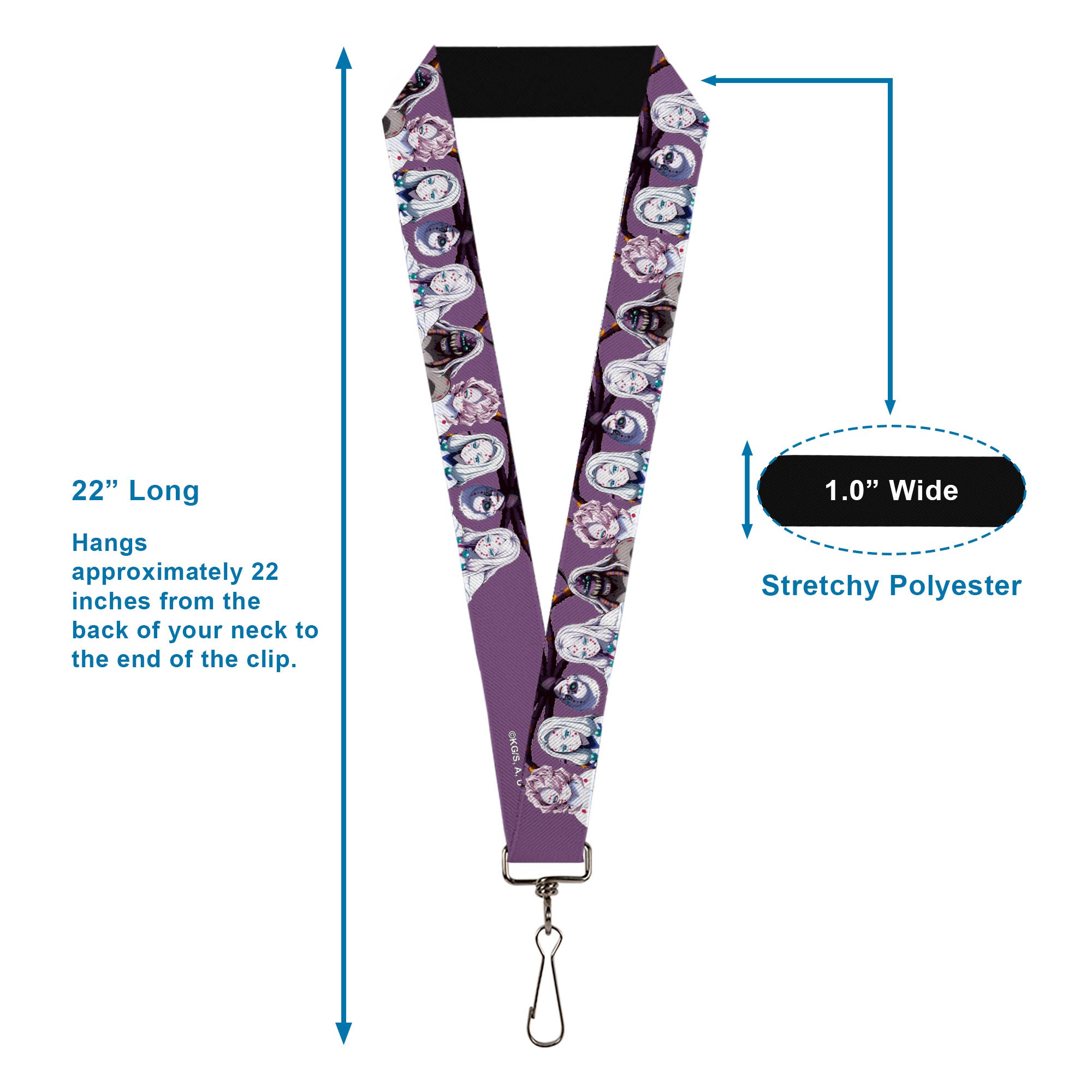 Lanyard - 1.0" - Demon Slayer The Spider Family Poses Purple Lanyards Demon Slayer