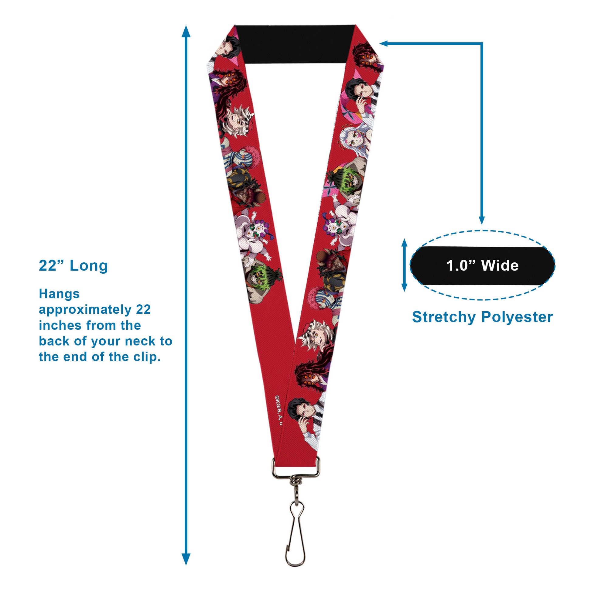 Lanyard - 1.0" - Demon Slayer Eight Demons Poses Red Lanyards Demon Slayer