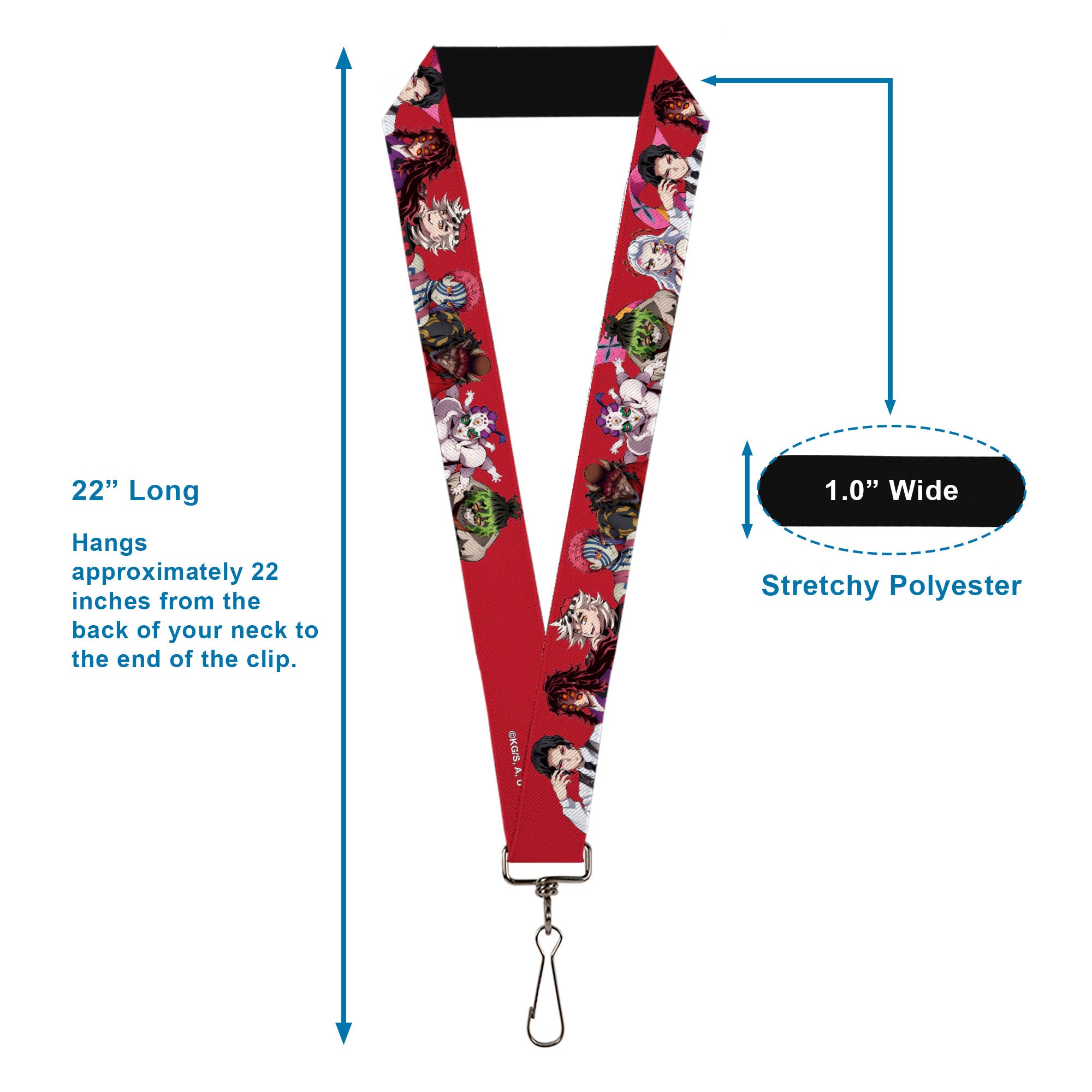 Lanyard - 1.0" - Demon Slayer Eight Demons Poses Red Lanyards Demon Slayer