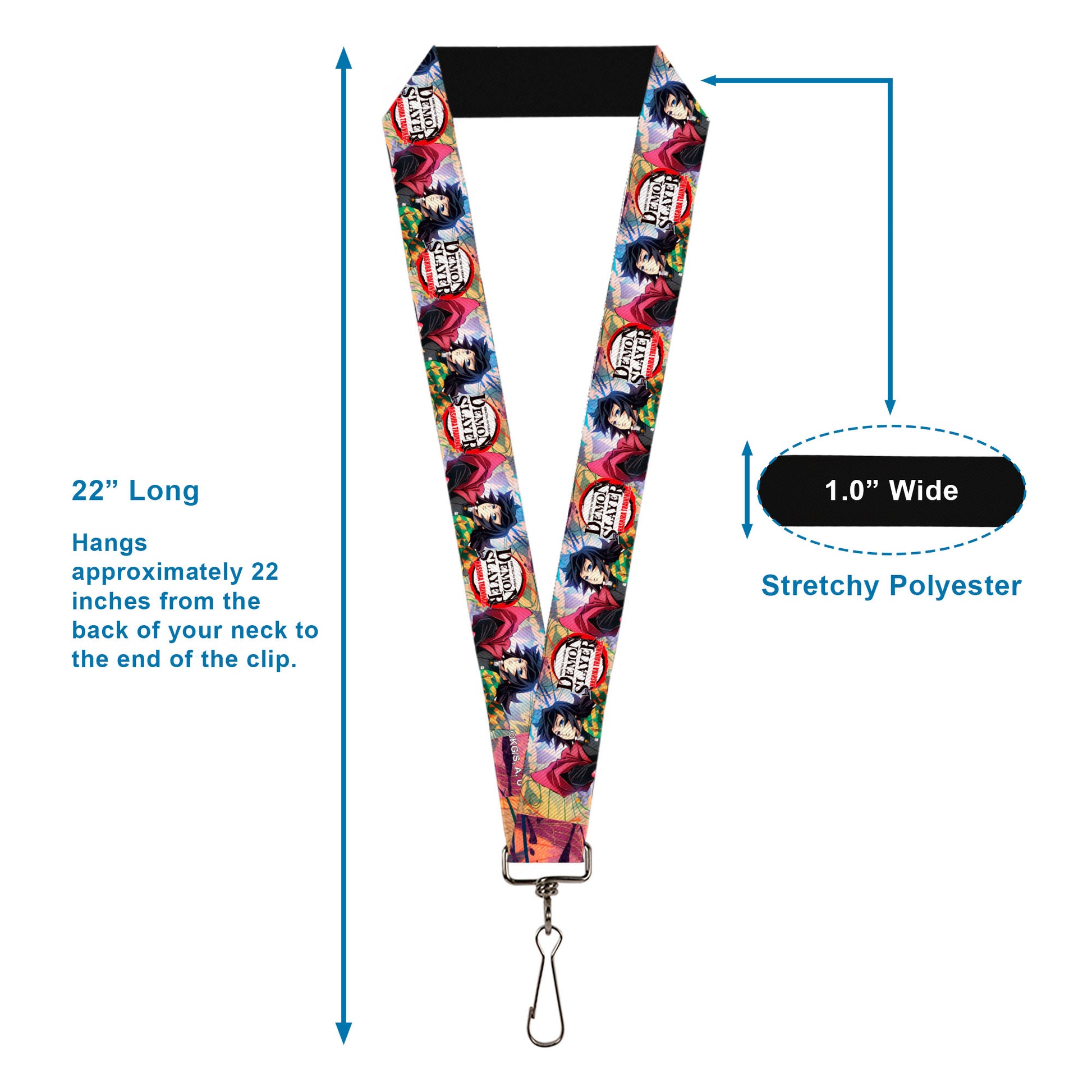 Lanyard - 1.0" - DEMON SLAYER Giyu Tomioka Pose and Title Logo Lanyards Demon Slayer