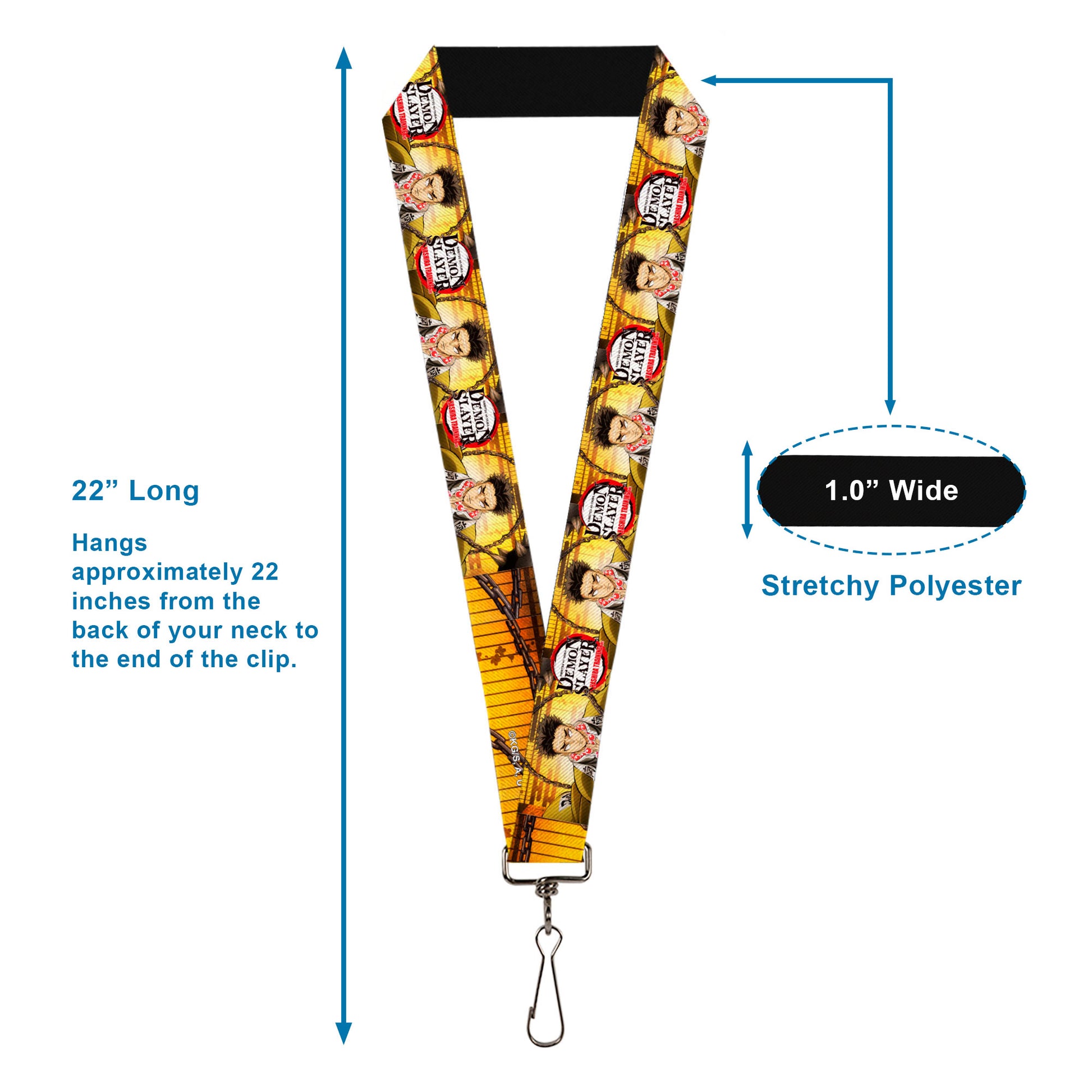 Lanyard - 1.0" - DEMON SLAYER Gyomei Himejima Chain Pose and Title Logo Lanyards Demon Slayer