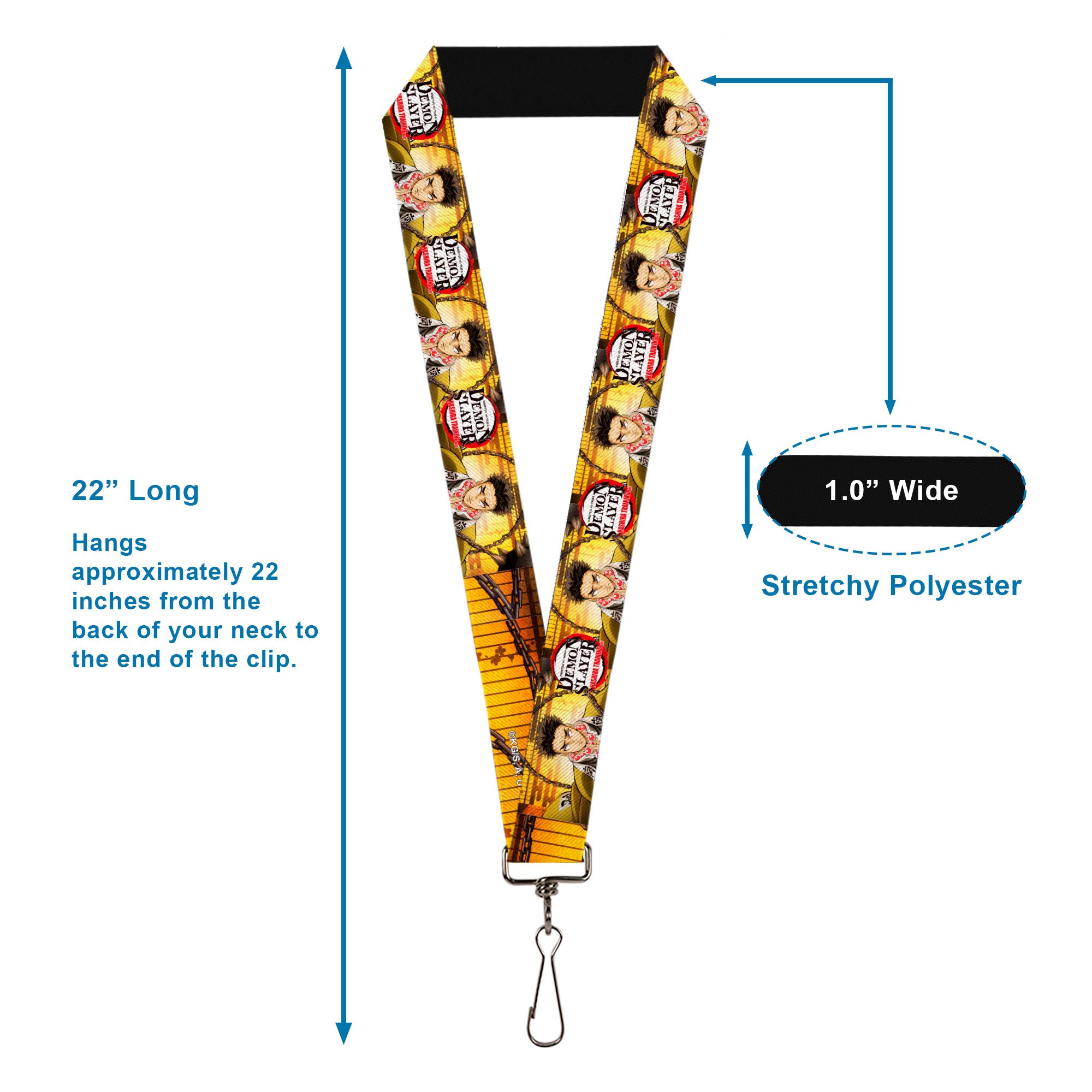 Lanyard - 1.0" - DEMON SLAYER Gyomei Himejima Chain Pose and Title Logo Lanyards Demon Slayer