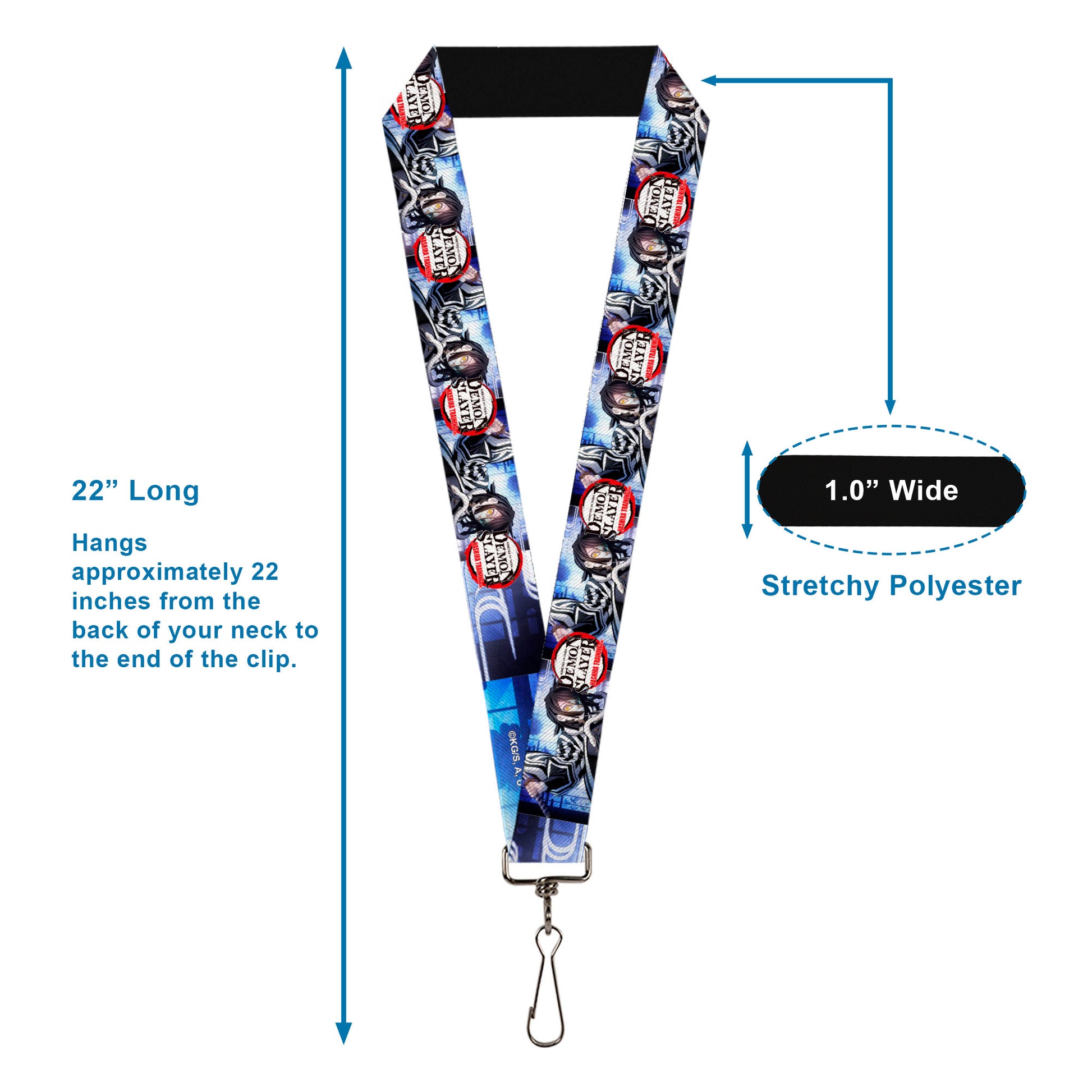 Lanyard - 1.0" - DEMON SLAYER Obanai Iguro Pose and Title Logo Lanyards Demon Slayer