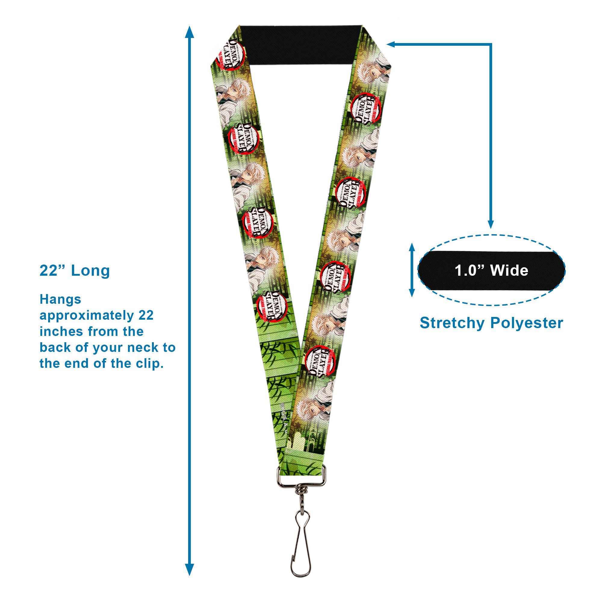 Lanyard - 1.0" - DEMON SLAYER Sanemi Shinazugawa Pose and Title Logo Lanyards Demon Slayer