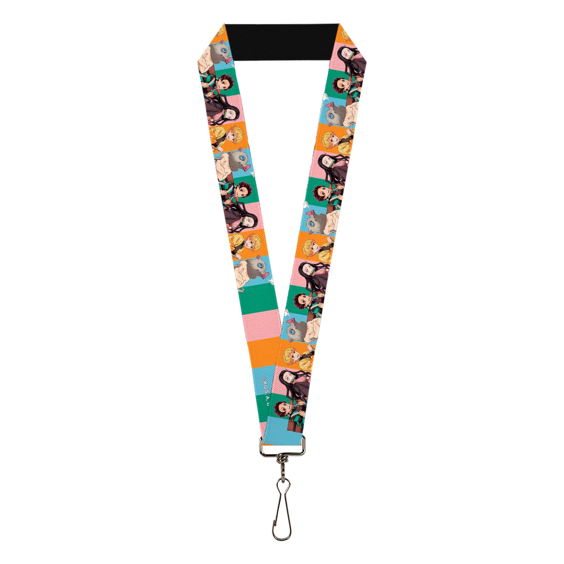 Lanyard - 1.0" - Demon Slayer Four Character Group Pose Blocks Multi Color Lanyards Demon Slayer