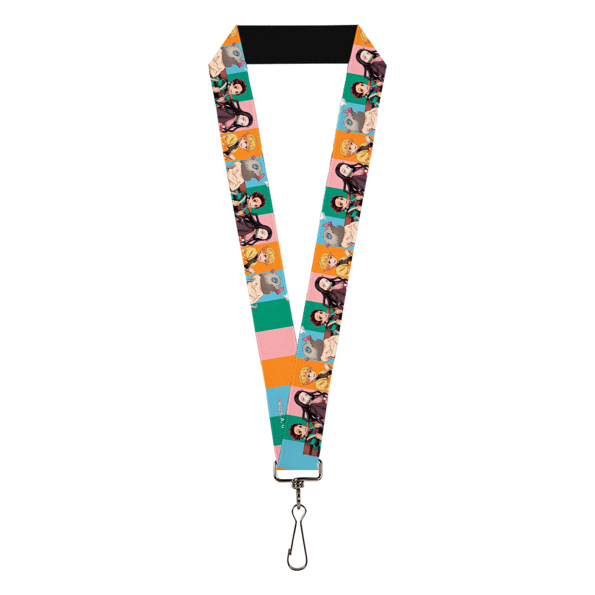 Lanyard - 1.0" - Demon Slayer Four Character Group Pose Blocks Multi Color Lanyards Demon Slayer