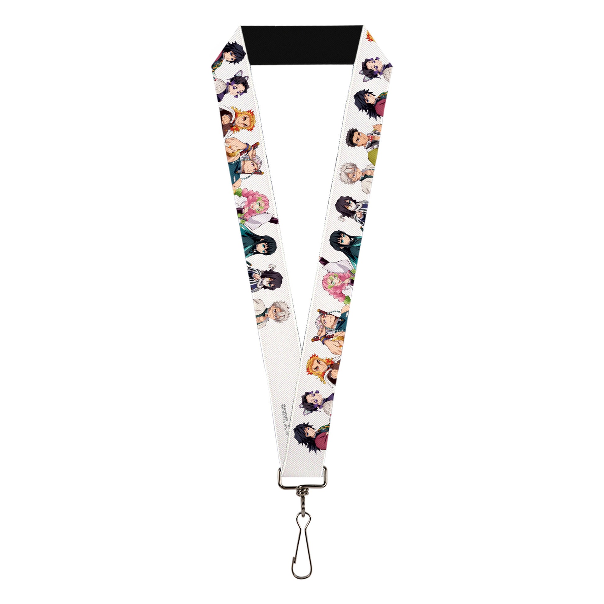 Lanyard - 1.0" - Demon Slayer Nine Character Poses White Lanyards Demon Slayer