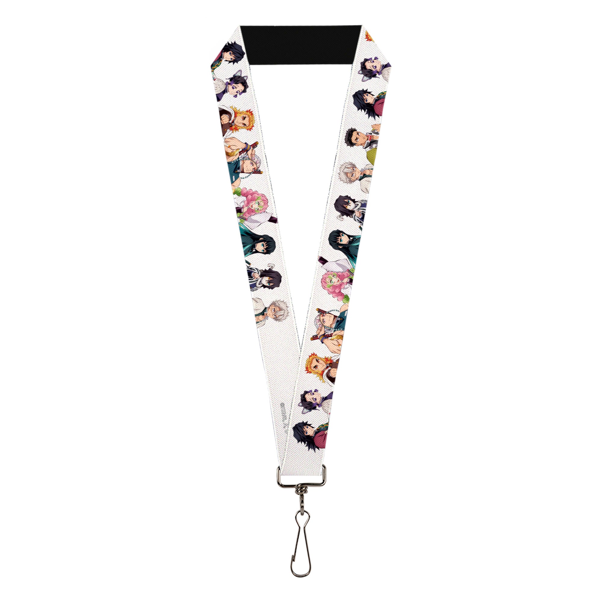 Lanyard - 1.0" - Demon Slayer Nine Character Poses White Lanyards Demon Slayer