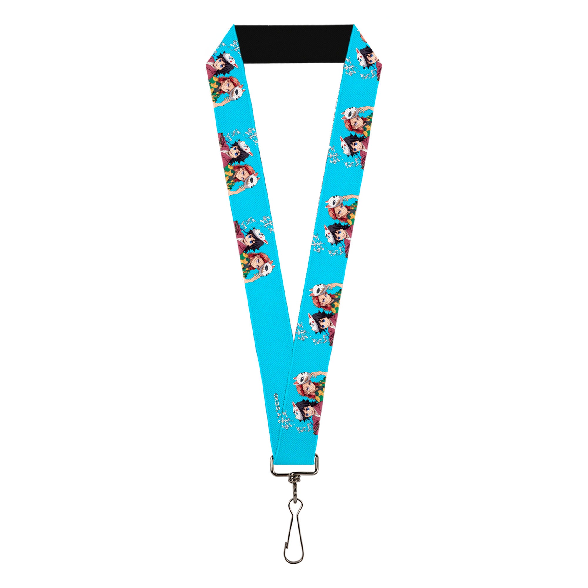 Lanyard - 1.0" - Demon Slayer Giyu and Sabito Warding Mask Pose Blue Lanyards Demon Slayer