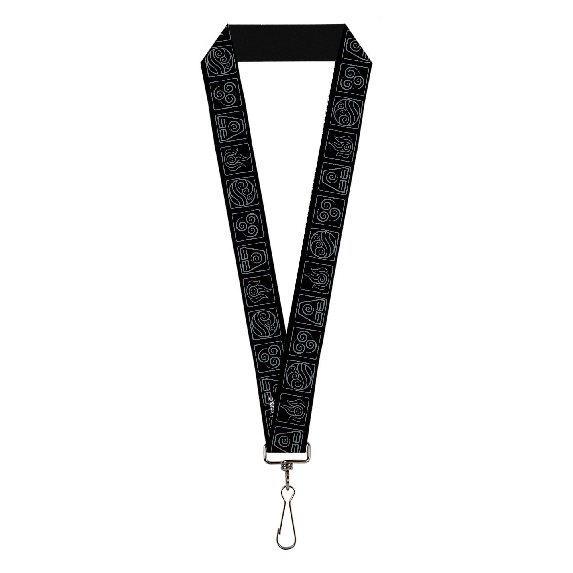 Lanyard - 1.0" - Avatar the Last Airbender Bending Elements Icons Black Gray Lanyards Avatar The Last Airbender