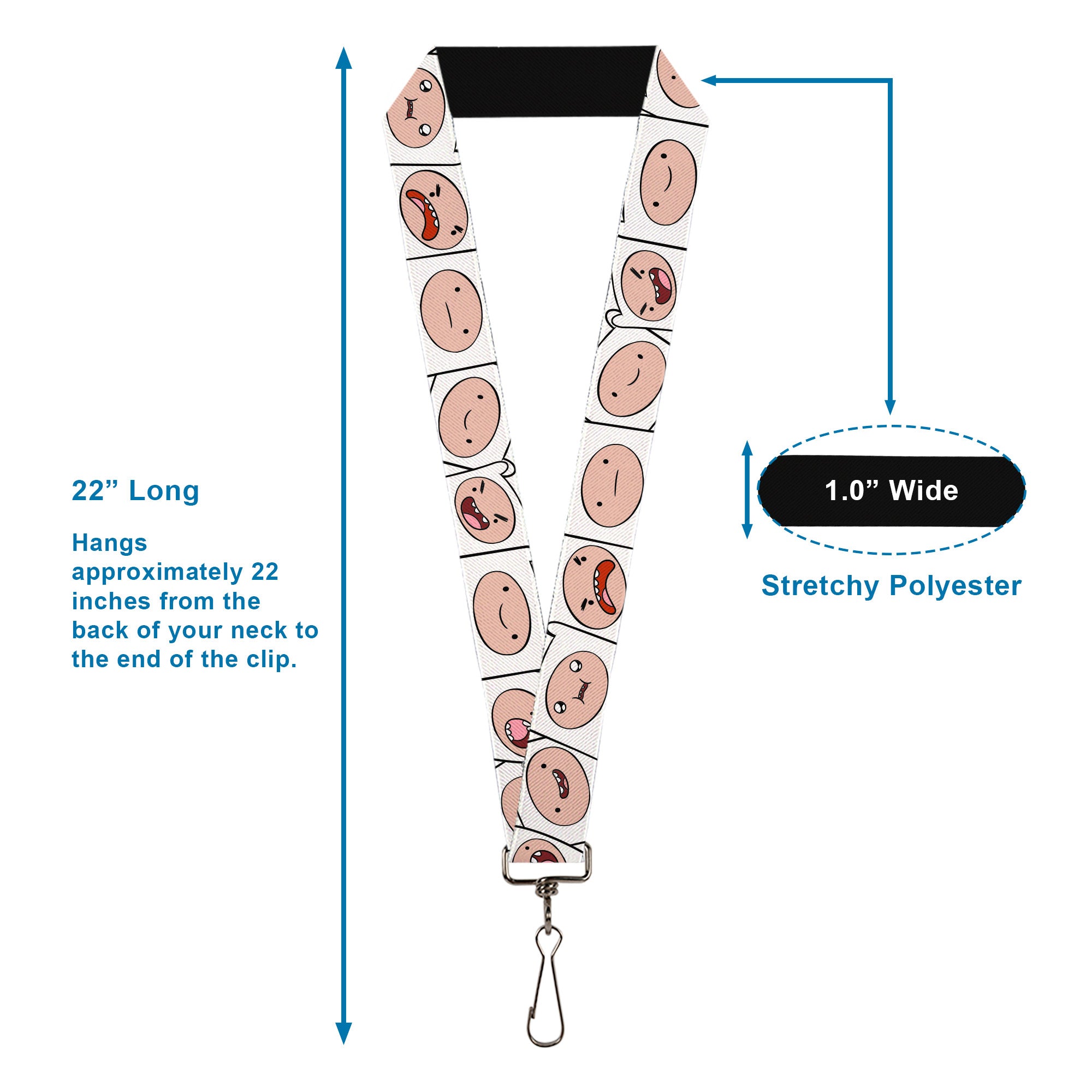 Lanyard - 1.0" - Adventure Time Finn Expression Blocks White Lanyards Adventure Time