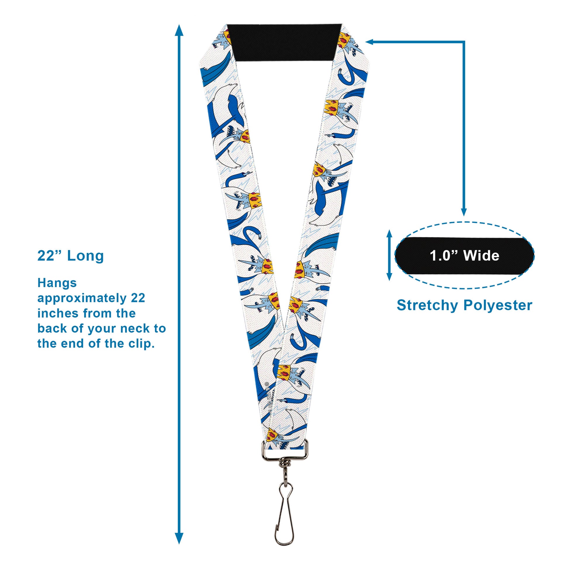 Lanyard - 1.0" - Adventure Time Ice King Poses and Bolts White/Blue Lanyards Adventure Time
