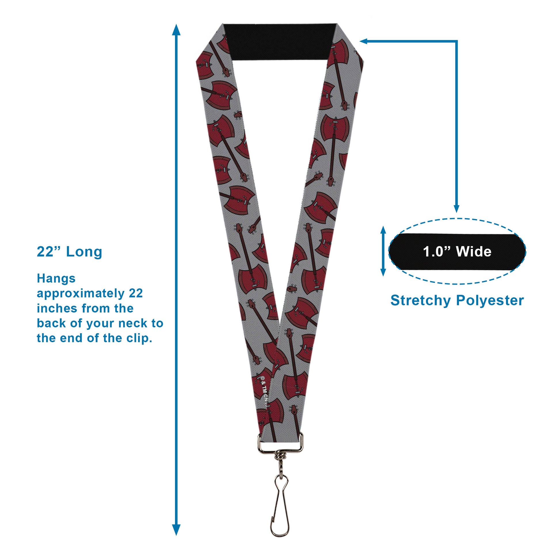 Lanyard - 1.0" - Adventure Time Marceline's Axe Bass Scattered Gray Lanyards Adventure Time