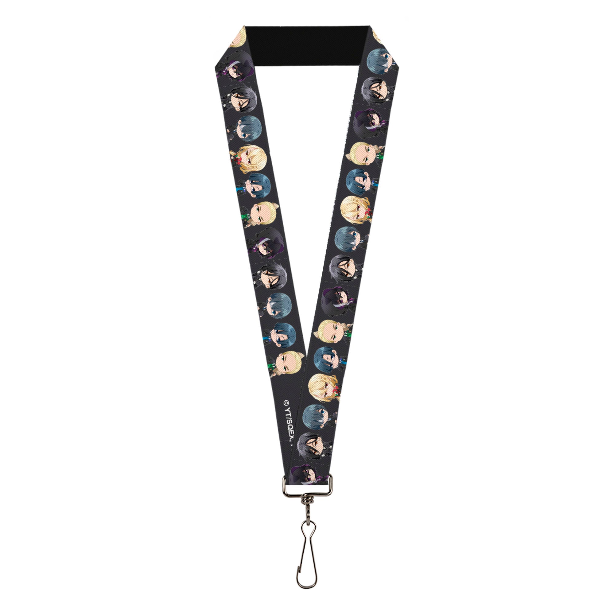 Lanyard - 1.0" - Black Butler Six Chibi Characters Poses Black Lanyards Black Butler