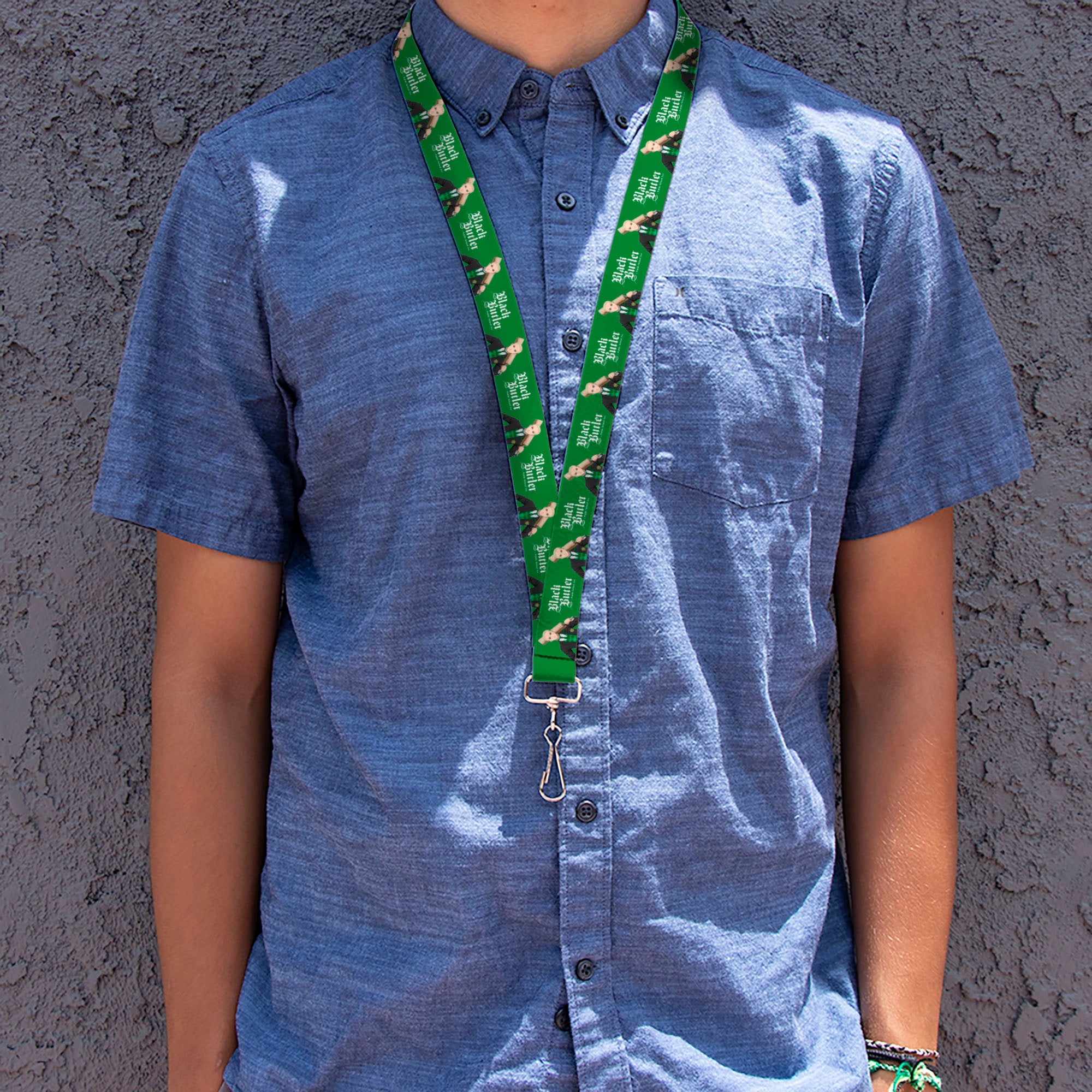 Lanyard - 1.0" - BLACK BUTLER Herman Greenhill Pose and Title Logo Green Lanyards Black Butler