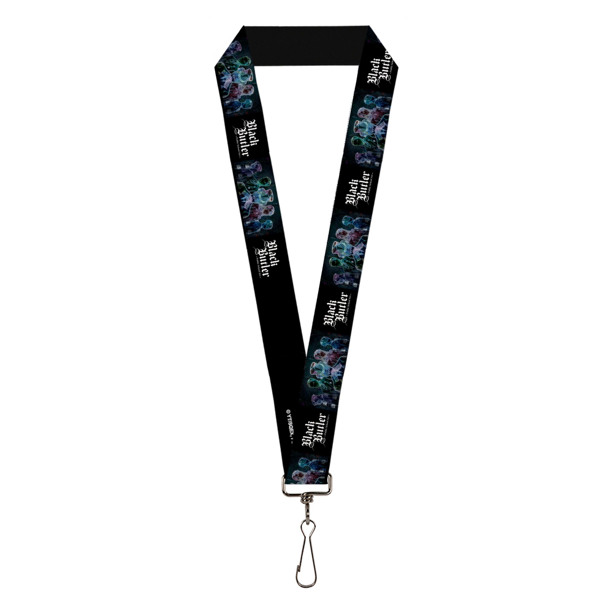 Lanyard - 1.0" - BLACK BUTLER Five Character Group Pose and Title Logo Black Lanyards Black Butler