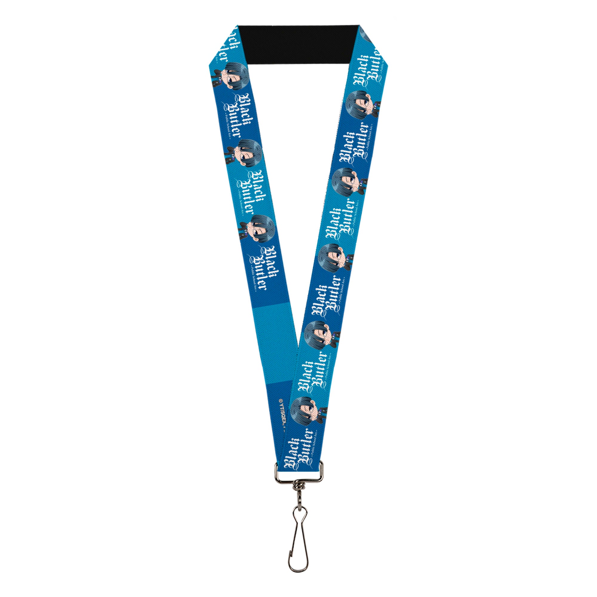 Lanyard - 1.0" - BLACK BUTLER Chibi Lawrence Bluewer Pose and Title Logo Blues Lanyards Black Butler
