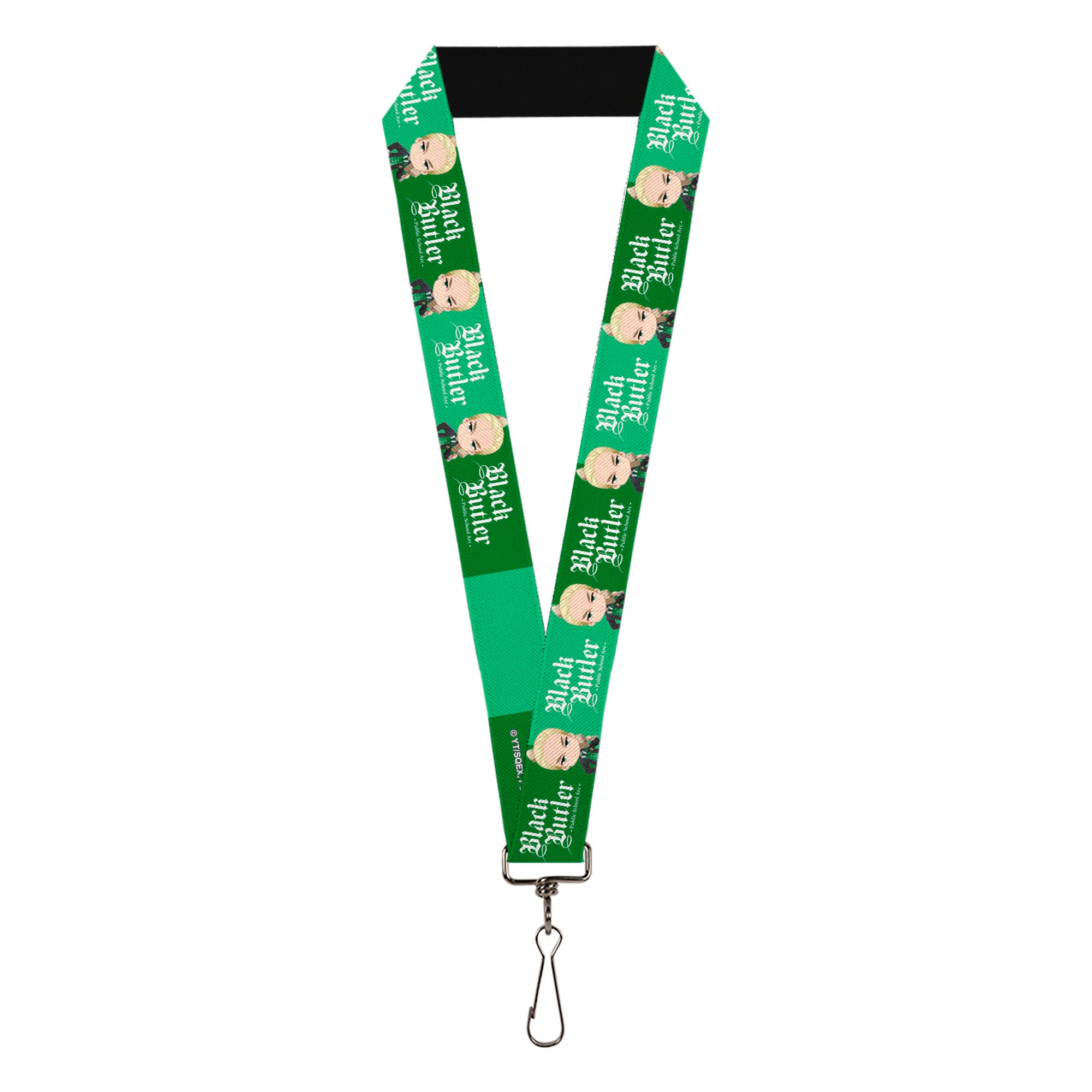 Lanyard - 1.0" - BLACK BUTLER Chibi Herman Greenhill Pose and Title Logo Greens Lanyards Black Butler