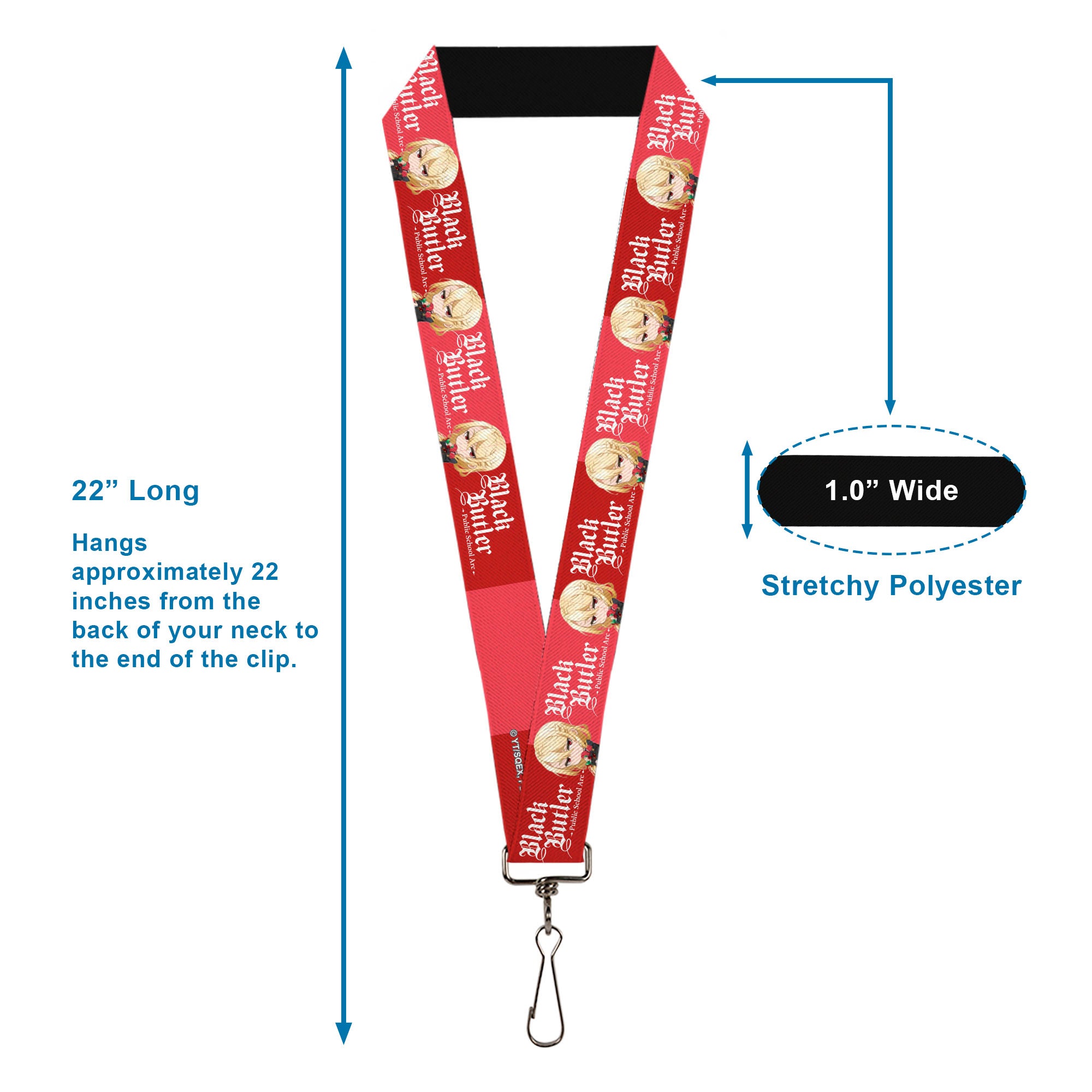 Lanyard - 1.0" - BLACK BUTLER Chibi Edgar Redmond Pose and Title Logo Reds Lanyards Black Butler