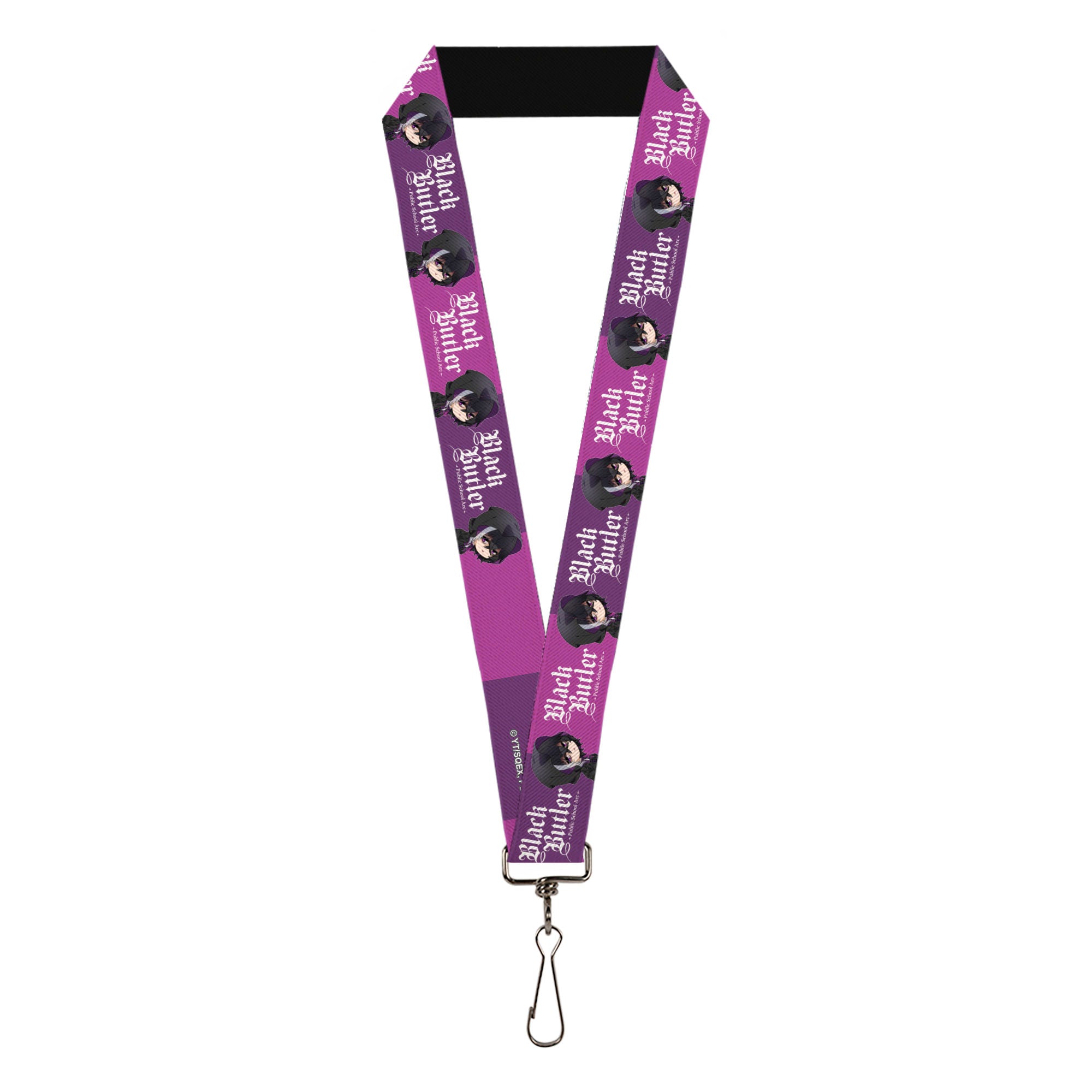 Lanyard - 1.0" - BLACK BUTLER Chibi Violet Gregory Pose and Title Logo Purples Lanyards Black Butler