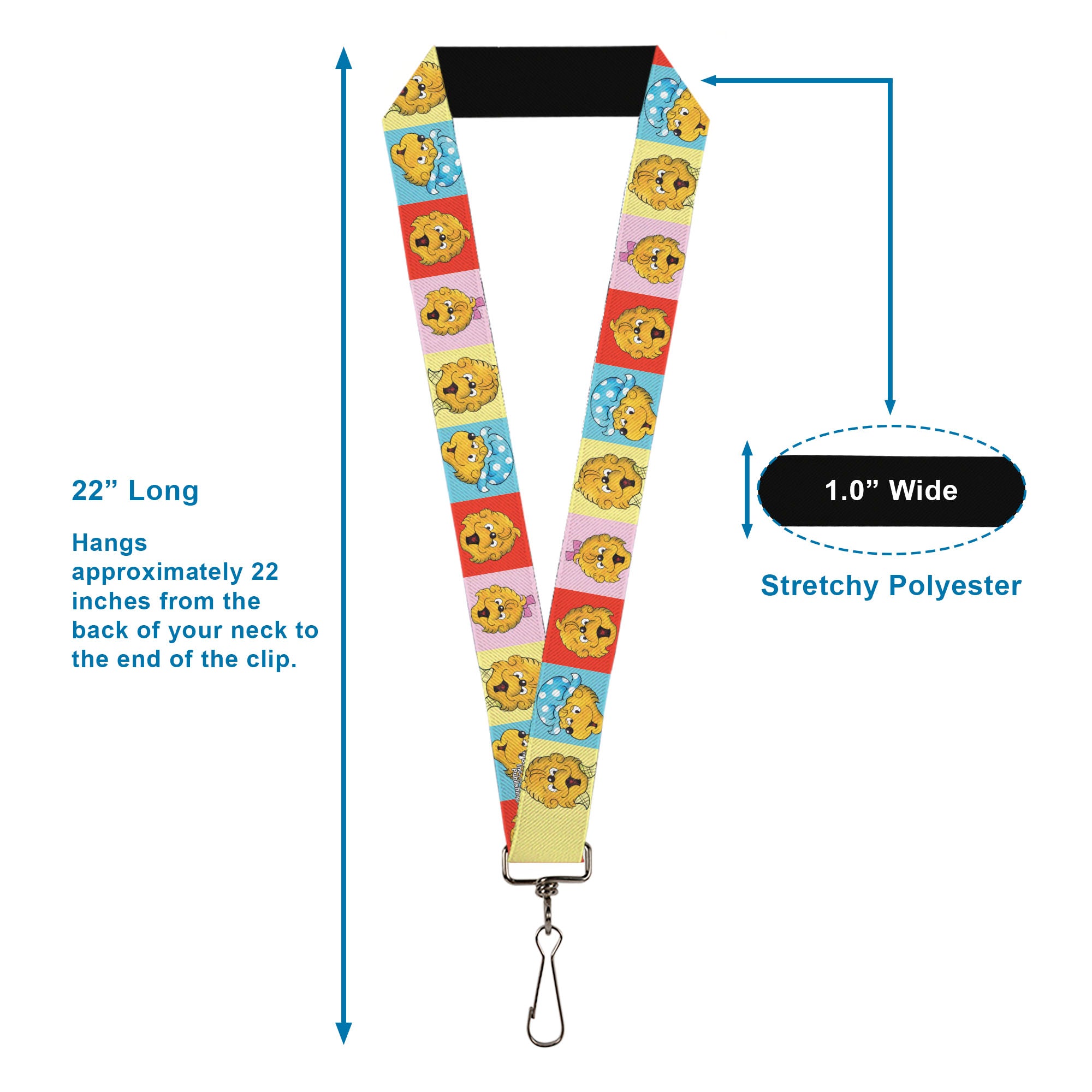 Lanyard - 1.0" - The Berenstain Bears Smiling Face Blocks Multi Color Lanyards The Berenstain Bears