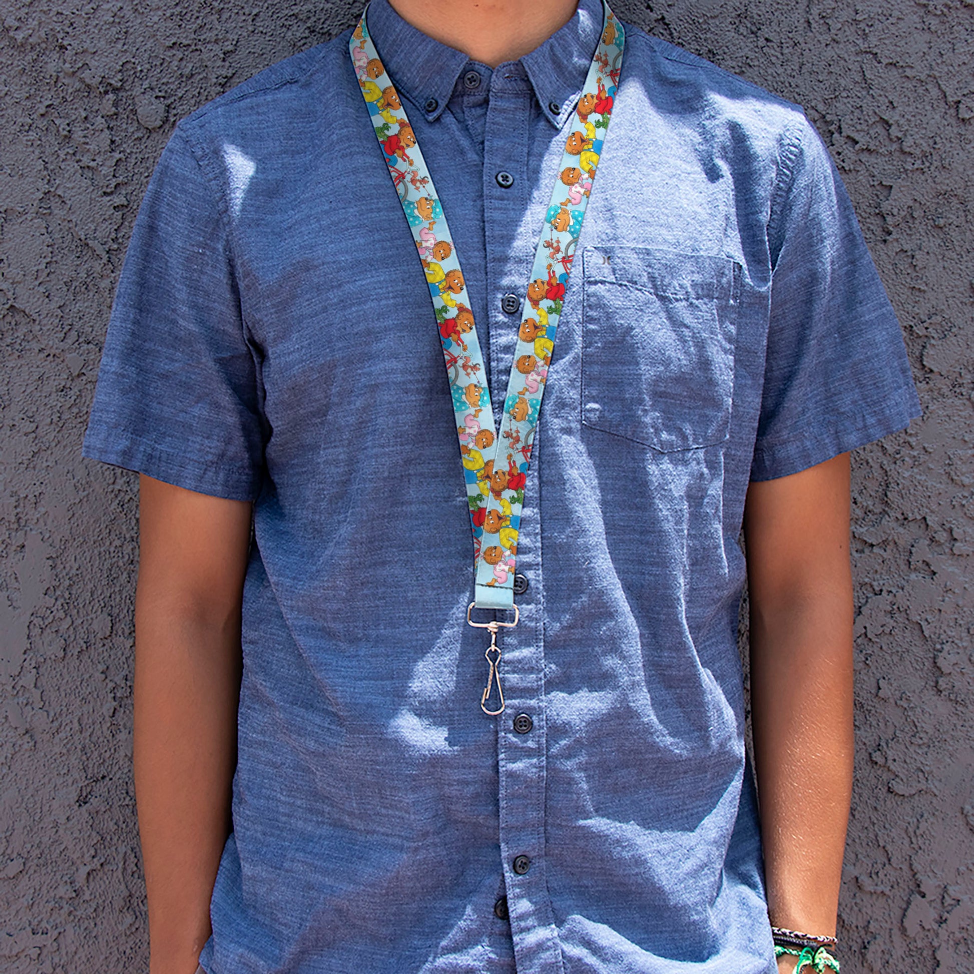 Lanyard - 1.0" - The Berenstain Bears Family Fun Day Pose Light Blue Lanyards The Berenstain Bears