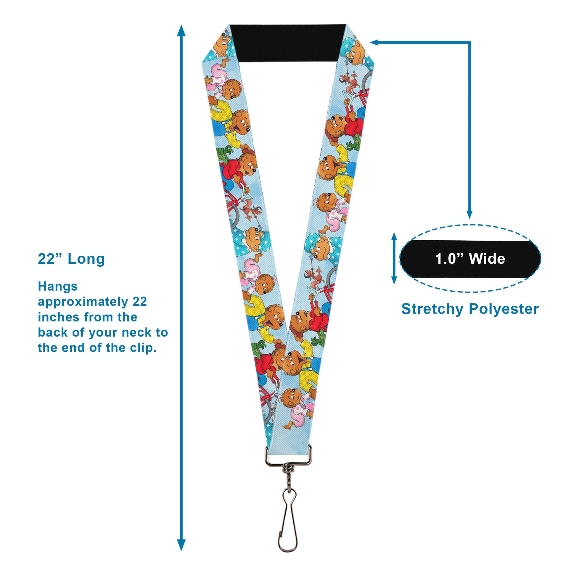 Lanyard - 1.0" - The Berenstain Bears Family Fun Day Pose Light Blue Lanyards The Berenstain Bears