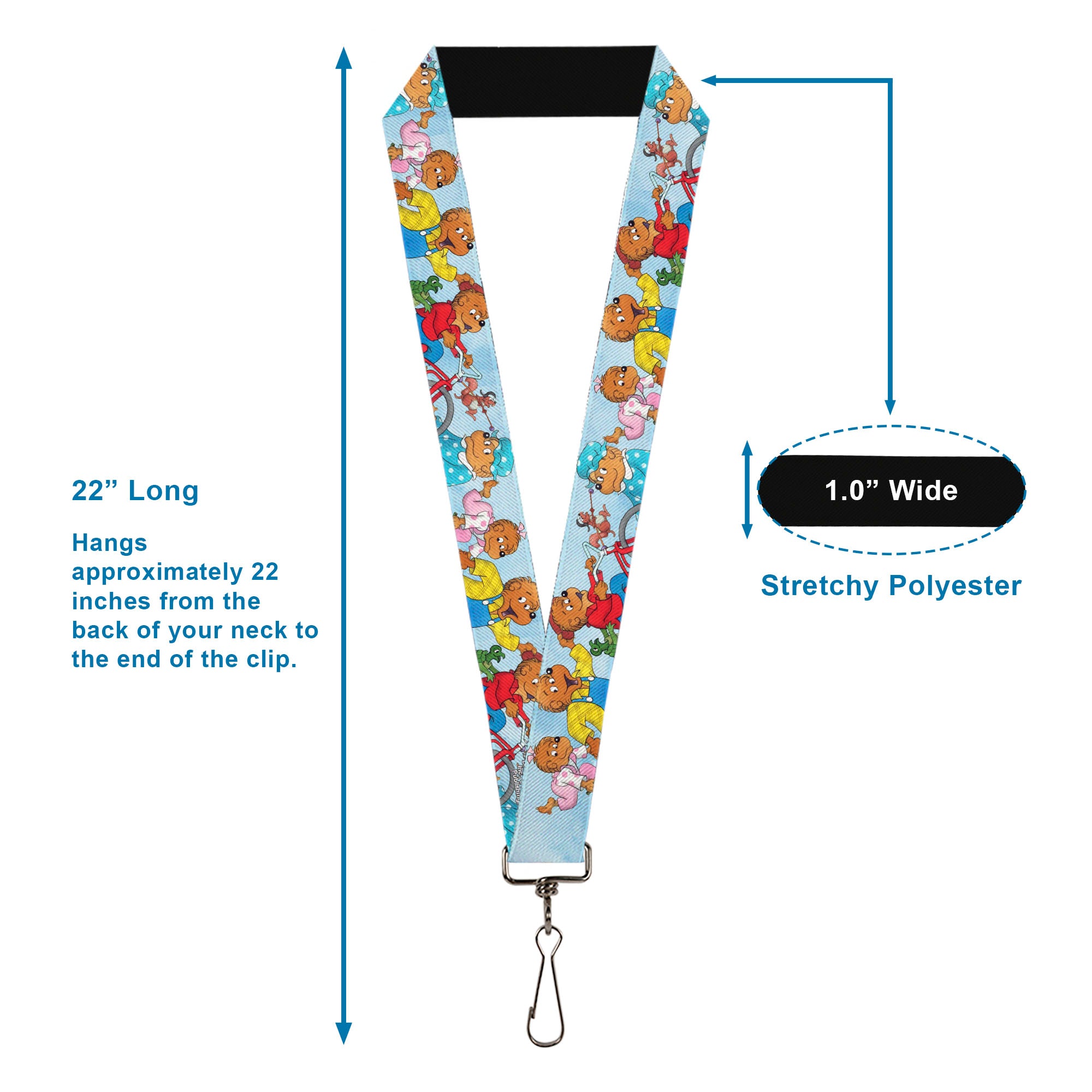 Lanyard - 1.0" - The Berenstain Bears Family Fun Day Pose Light Blue Lanyards The Berenstain Bears