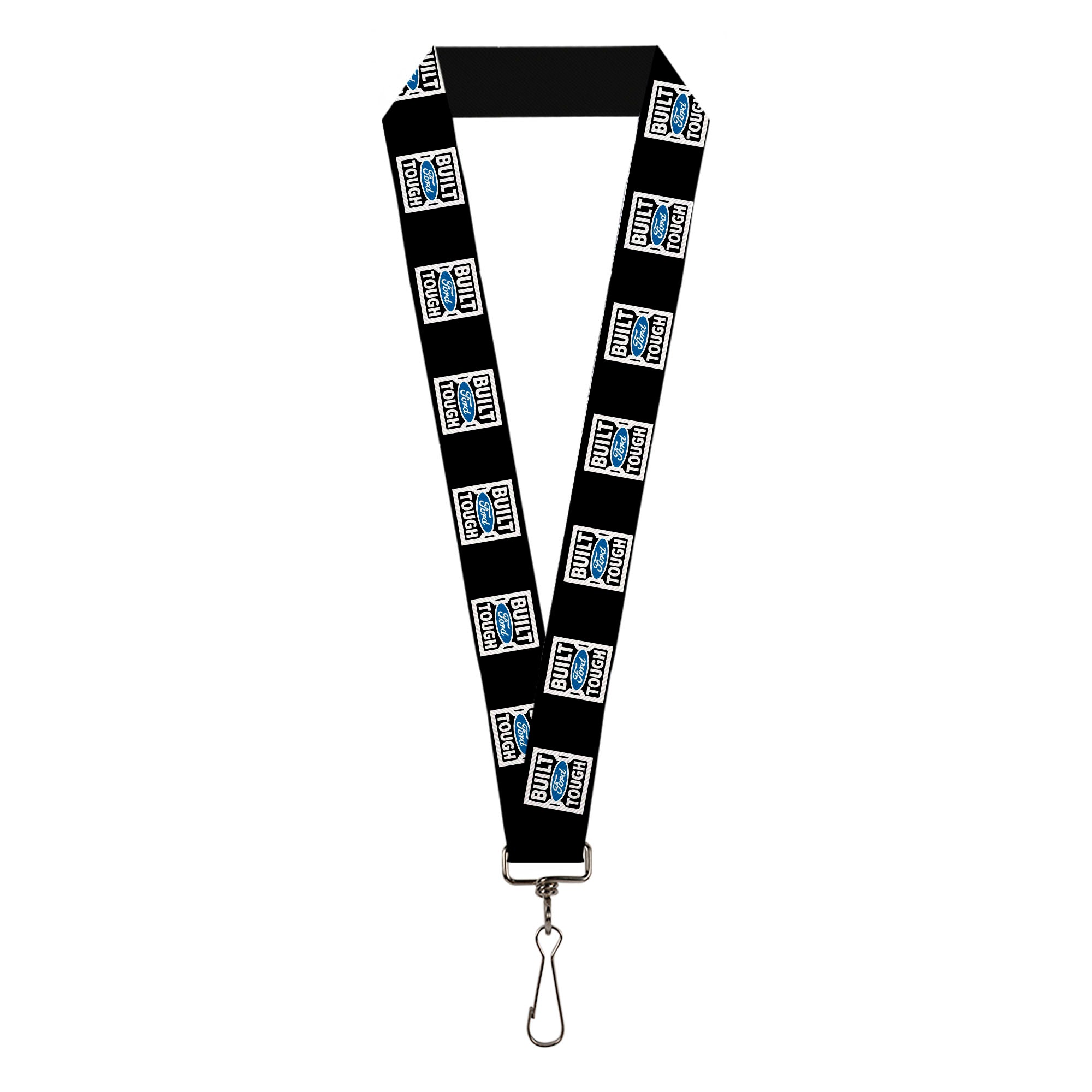 Lanyard - 1.0" - BUILT FORD TOUGH Logo2 Black White Blue Lanyards Ford